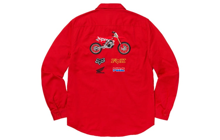 Supreme x Honda Fox Racing Work Shirt 'Red' SUP-FW19-601 - 2
