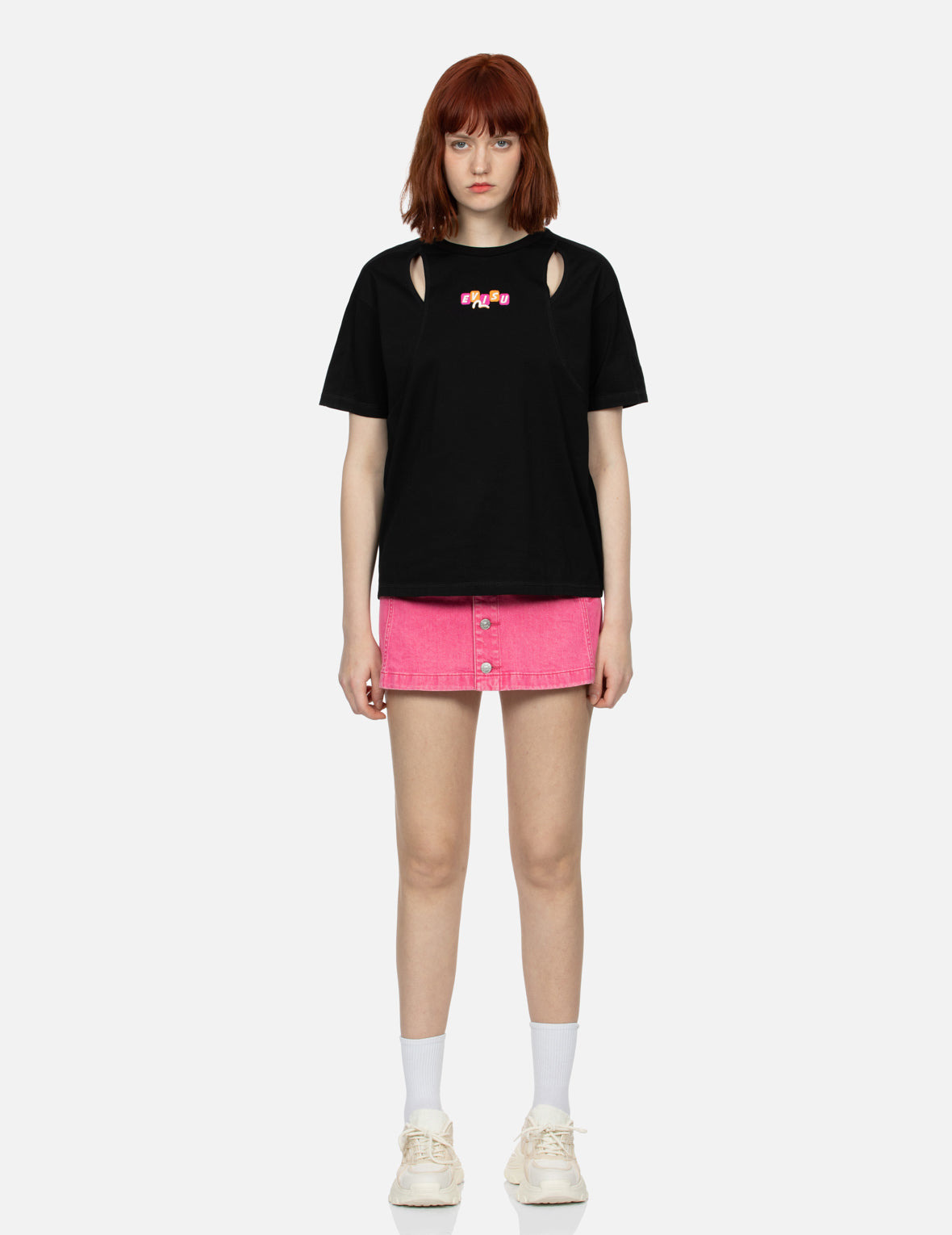 LOGO EMBROIDERY AND DONUT DARUMA PRINT FASHION FIT T-SHIRT - 6