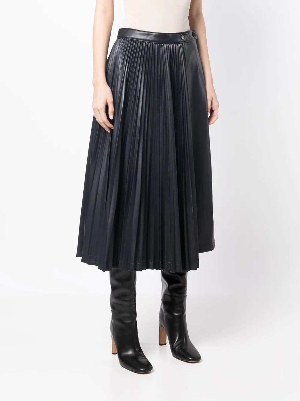 asymmetrical-pleat midi skirt - 3