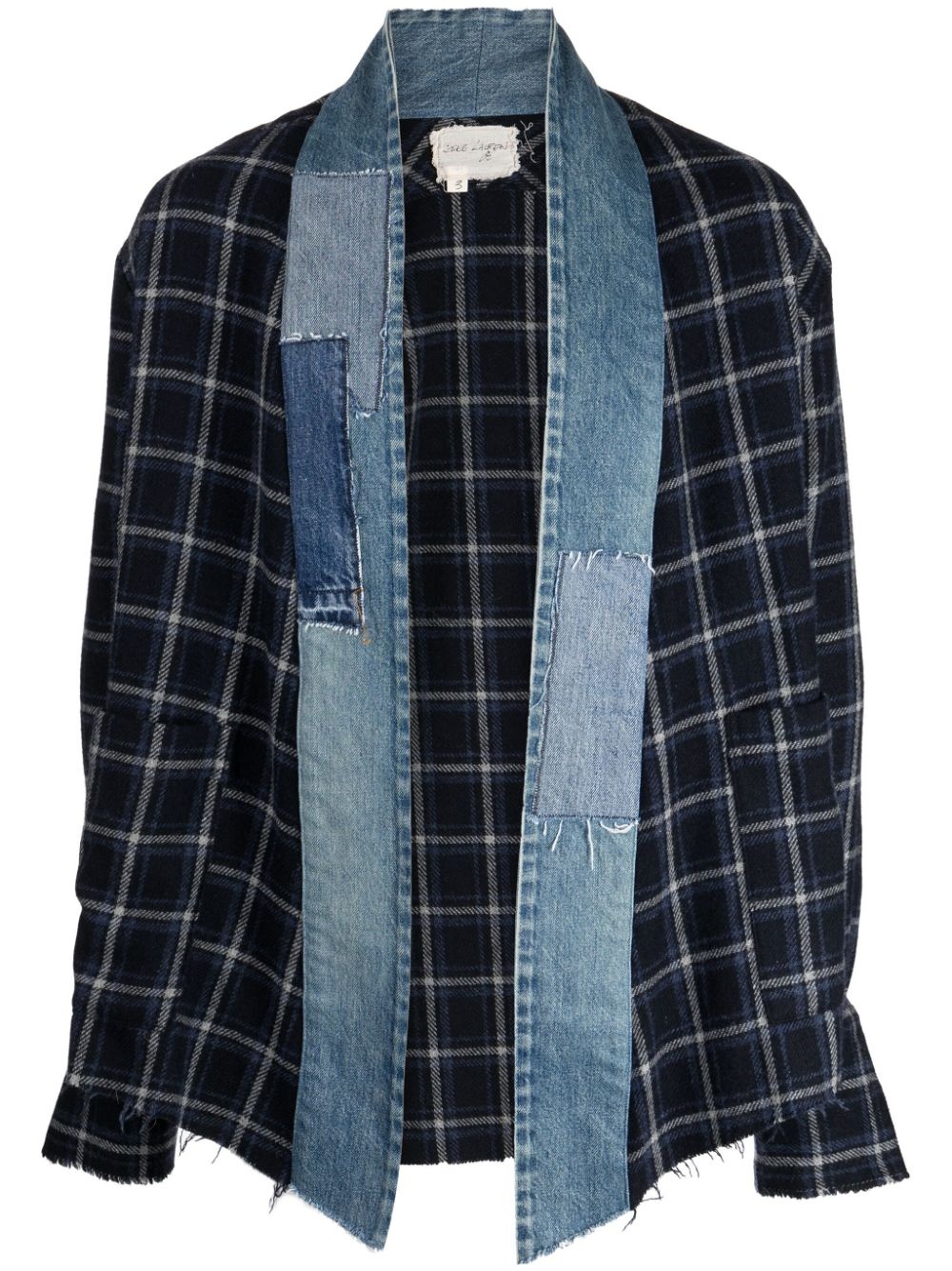 Greg Lauren patchwork checkered kimono jacket | REVERSIBLE