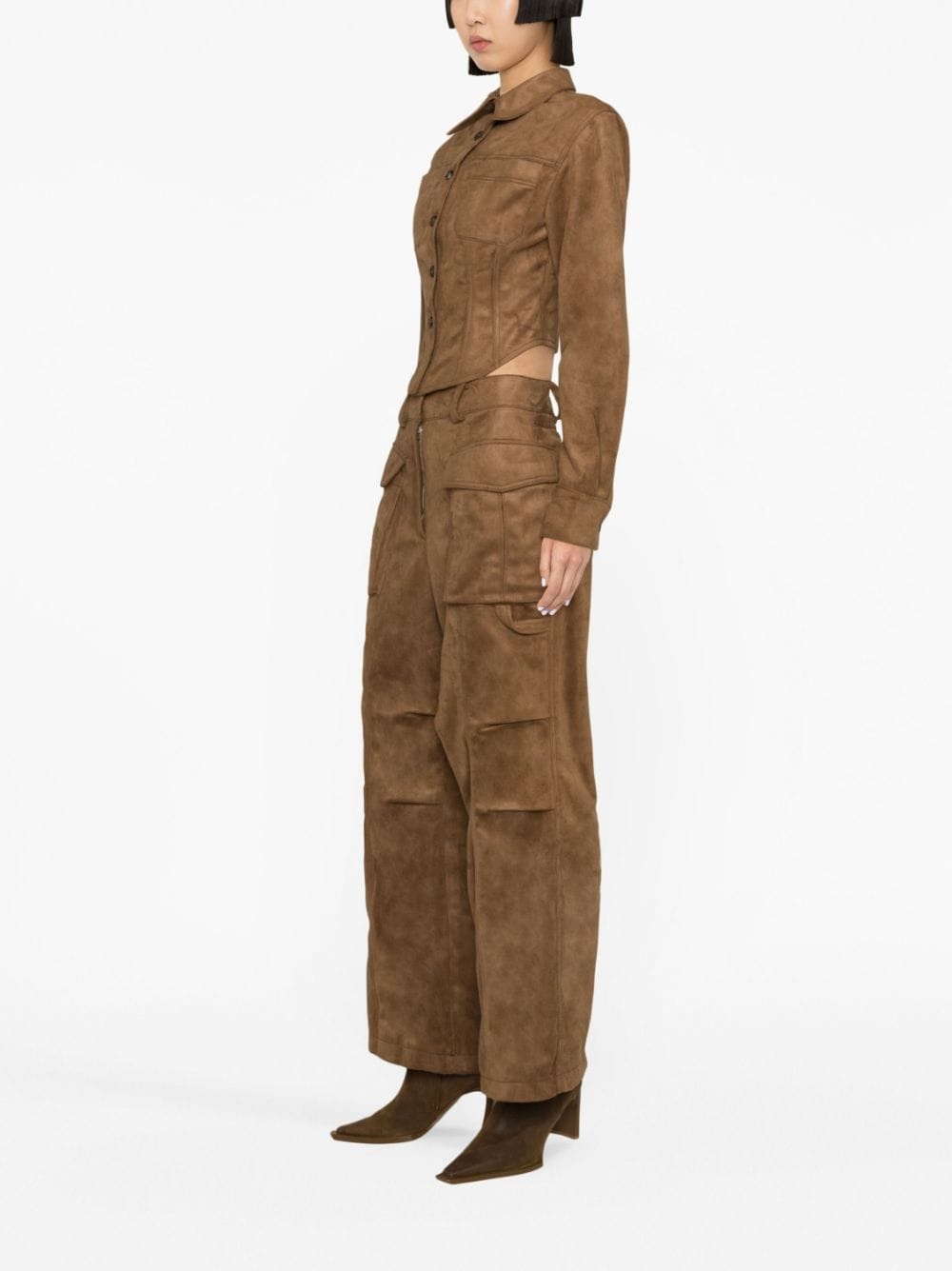 faux-suede cargo trousers - 3