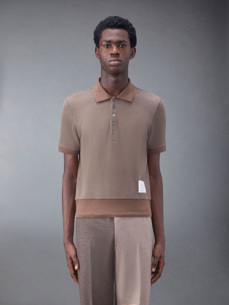 Thermal Rib Ottoman Stripe Short Sleeve Polo 1