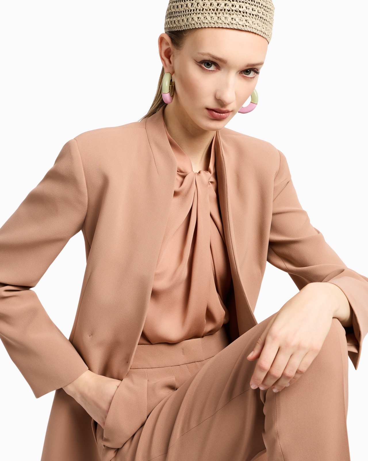 SILK CADY TROUSERS WITH PLEATS - 6