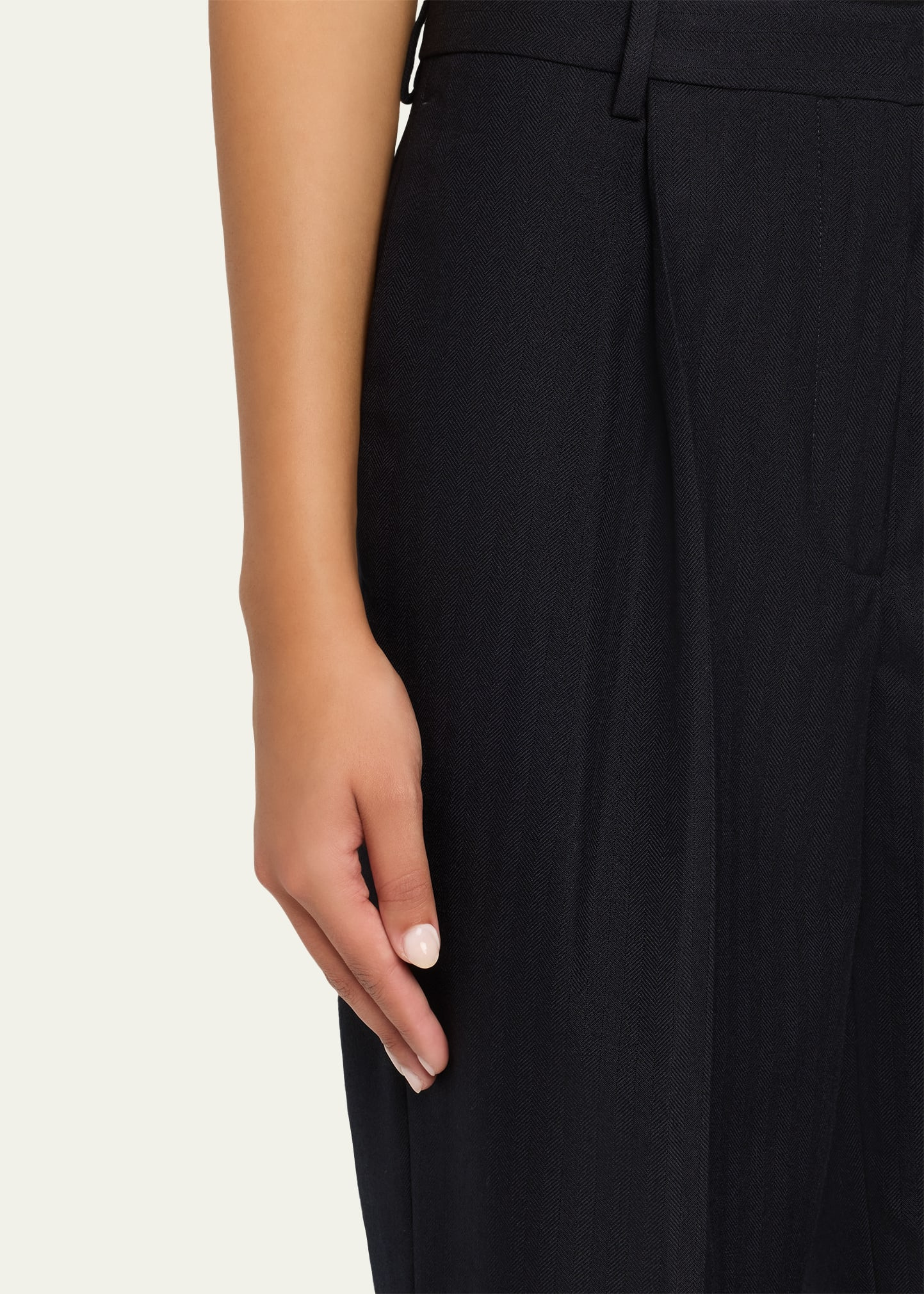 Portias Herringbone Wool Straight-Leg Pants - 5