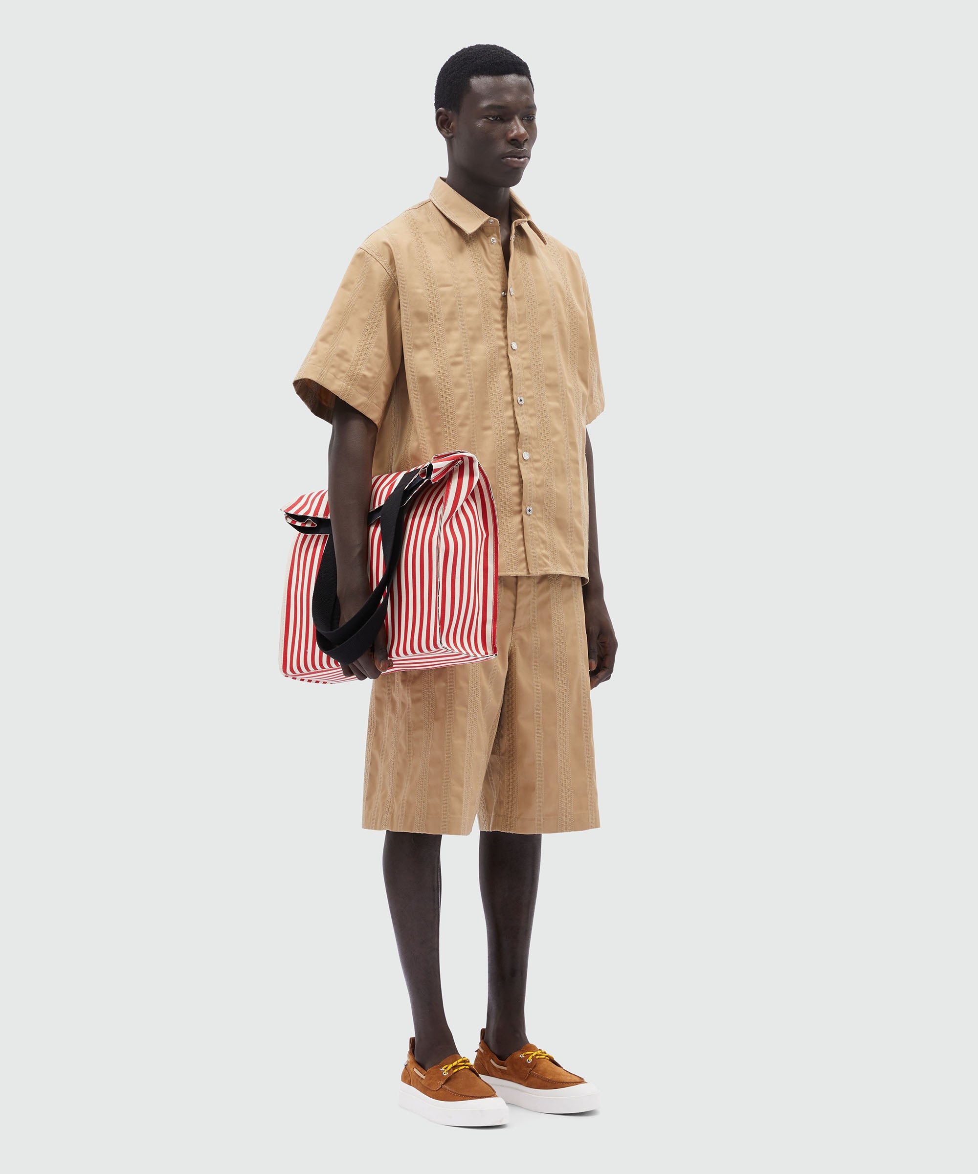 Gabardine shirt with stripes and embroidery - 4