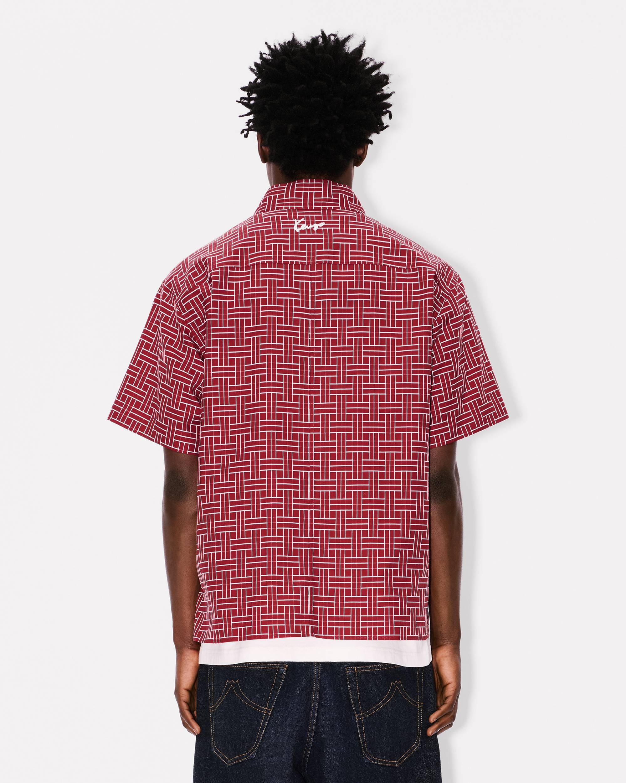 'KENZO Weave' kimono short sleeve shirt in cotton jacquard - 4