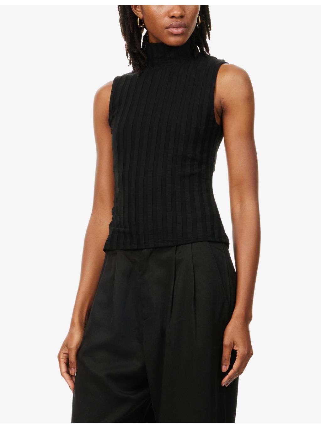 Maison ribbed high-neck stretch-jersey top - 3