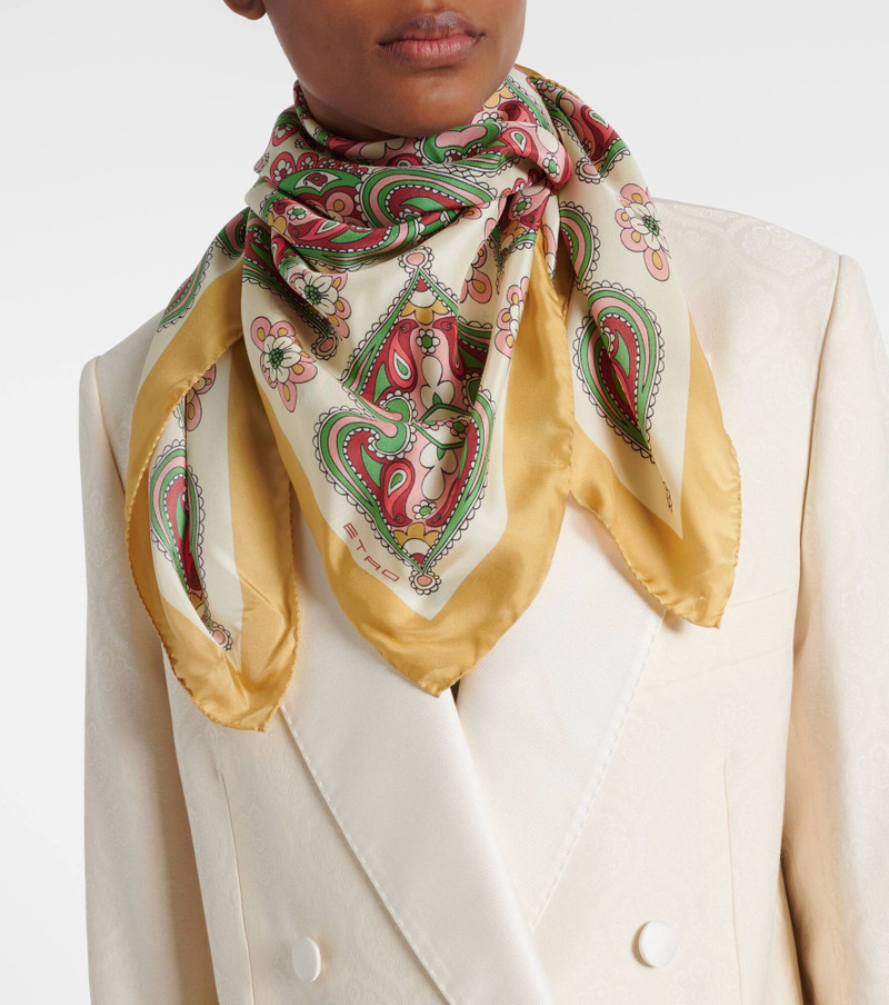 Etro Paisley silk twill scarf outlook
