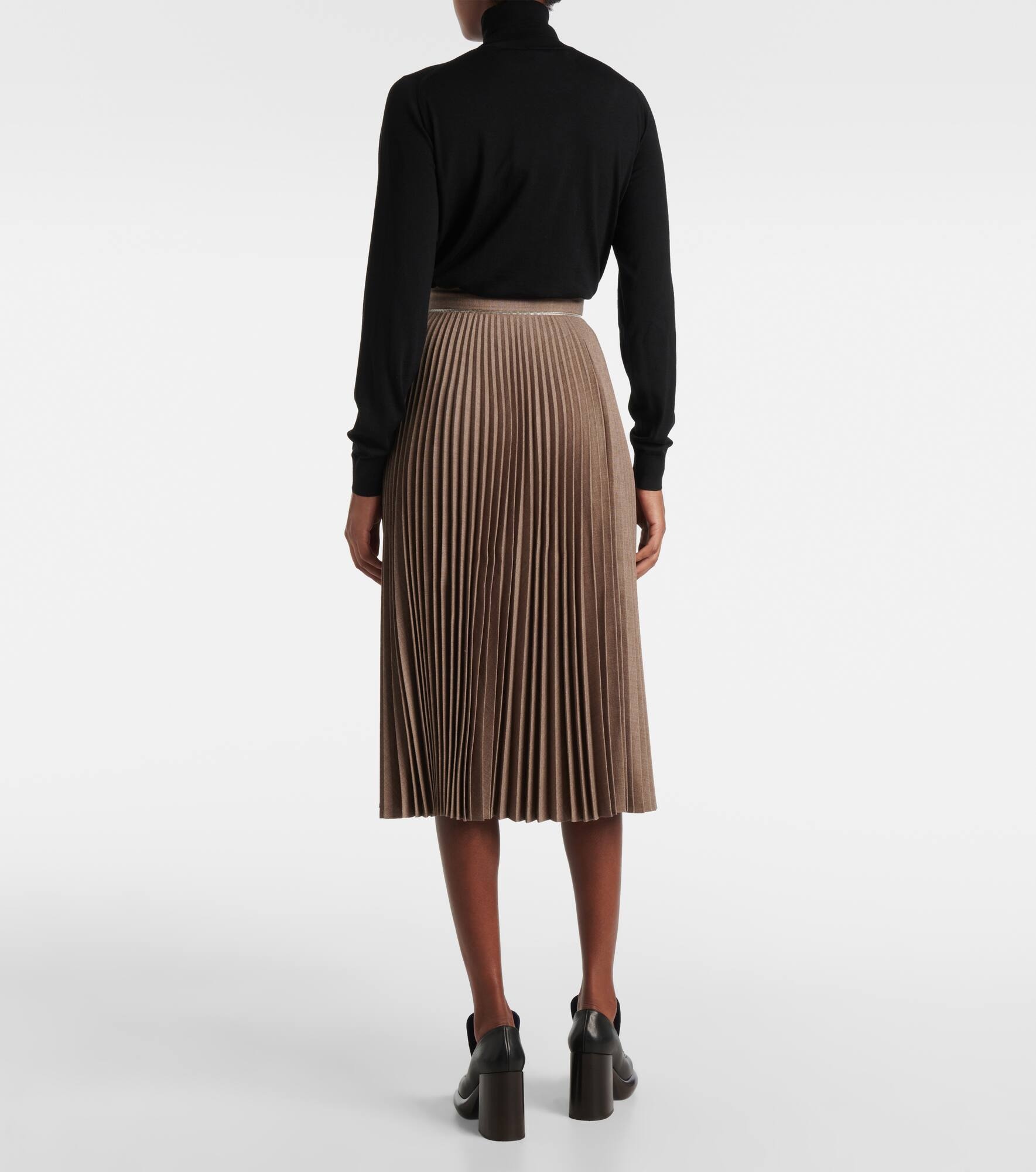 Pleated wool midi skirt - 3
