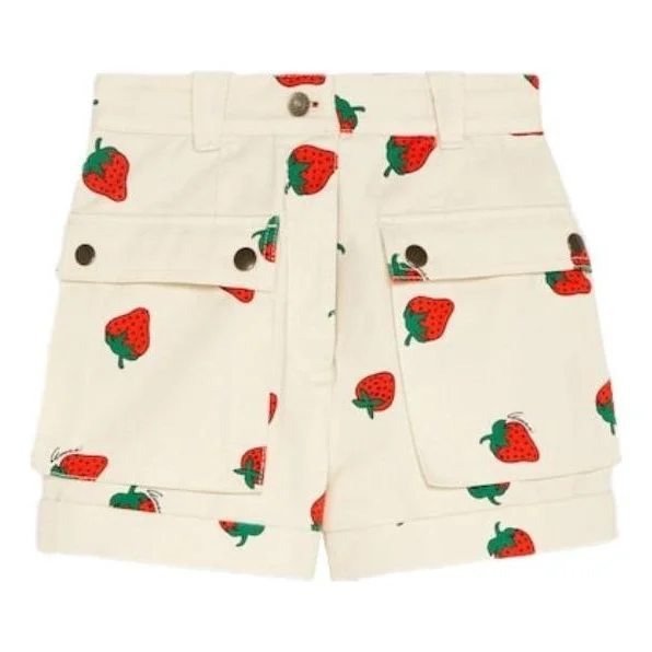 (WMNS) Gucci Strawberry Print Cotton Twill Shorts 'Ivory' 753327-XDCNK-9118 - 1