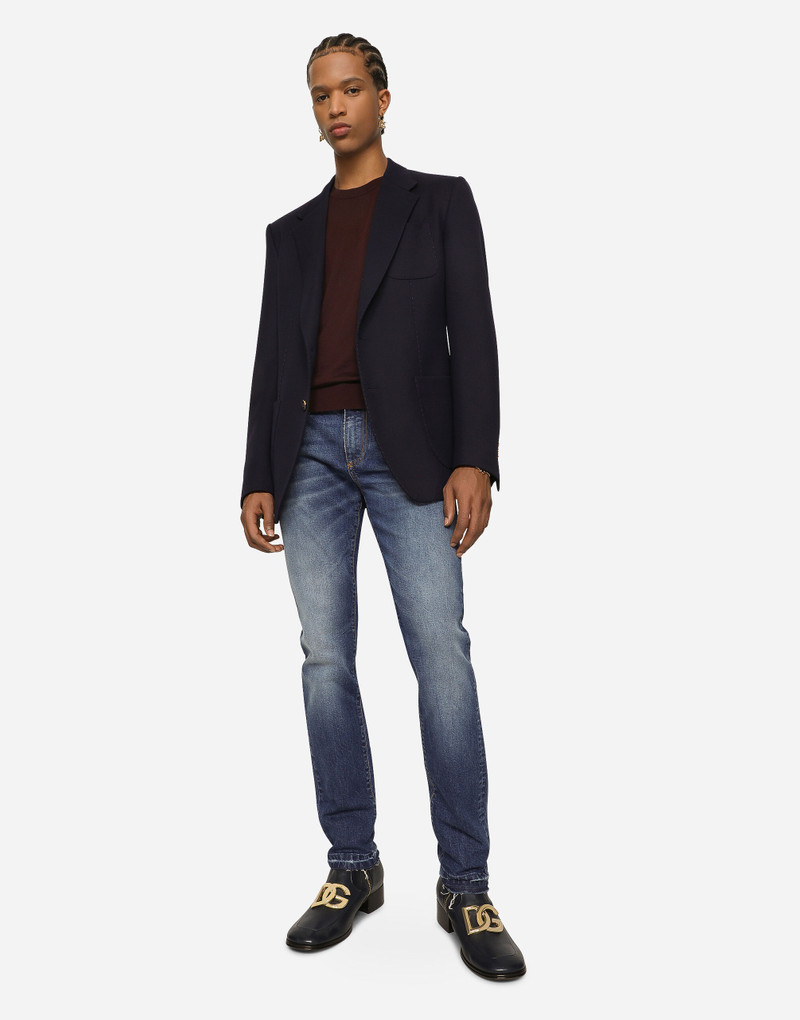 Single-breasted stretch wool tricotine jacket 5