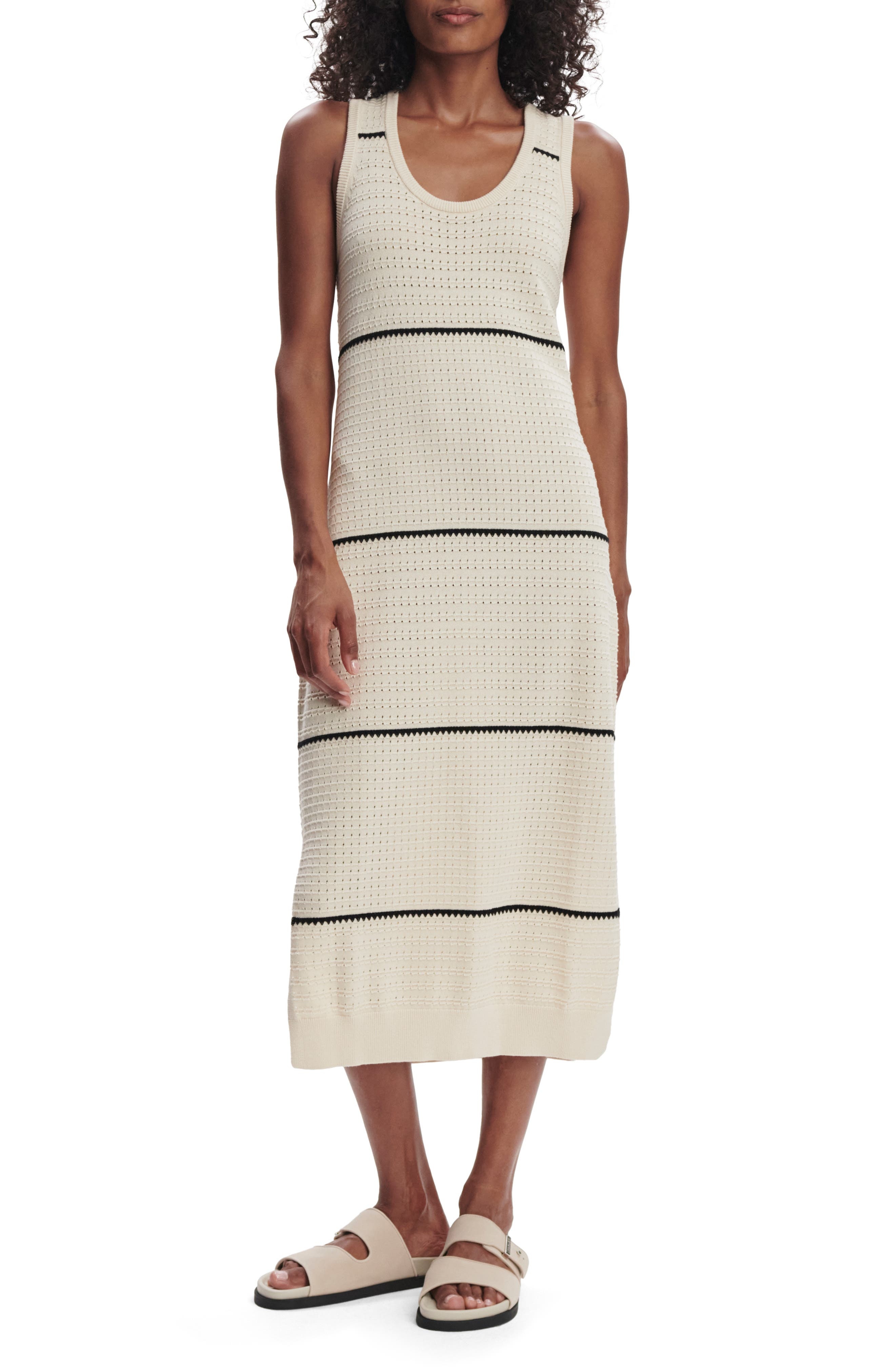 Varley Scott Stripe Sleeveless Sweater Dress in Birch at Nordstrom - 1