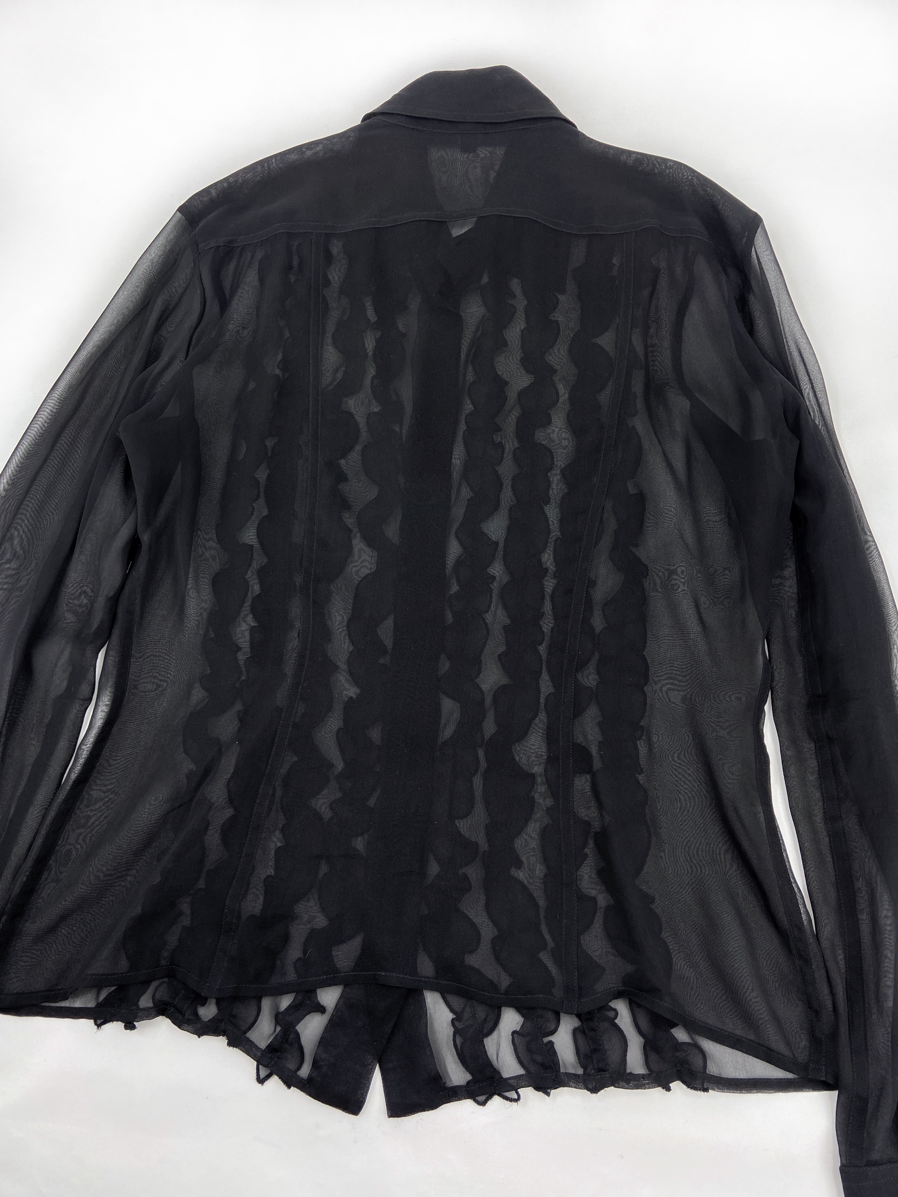 Gucci Spring 1999 Tom Ford Daisey Fuentes Ruffled Silk Sheer Dress Shirt 40 - 11