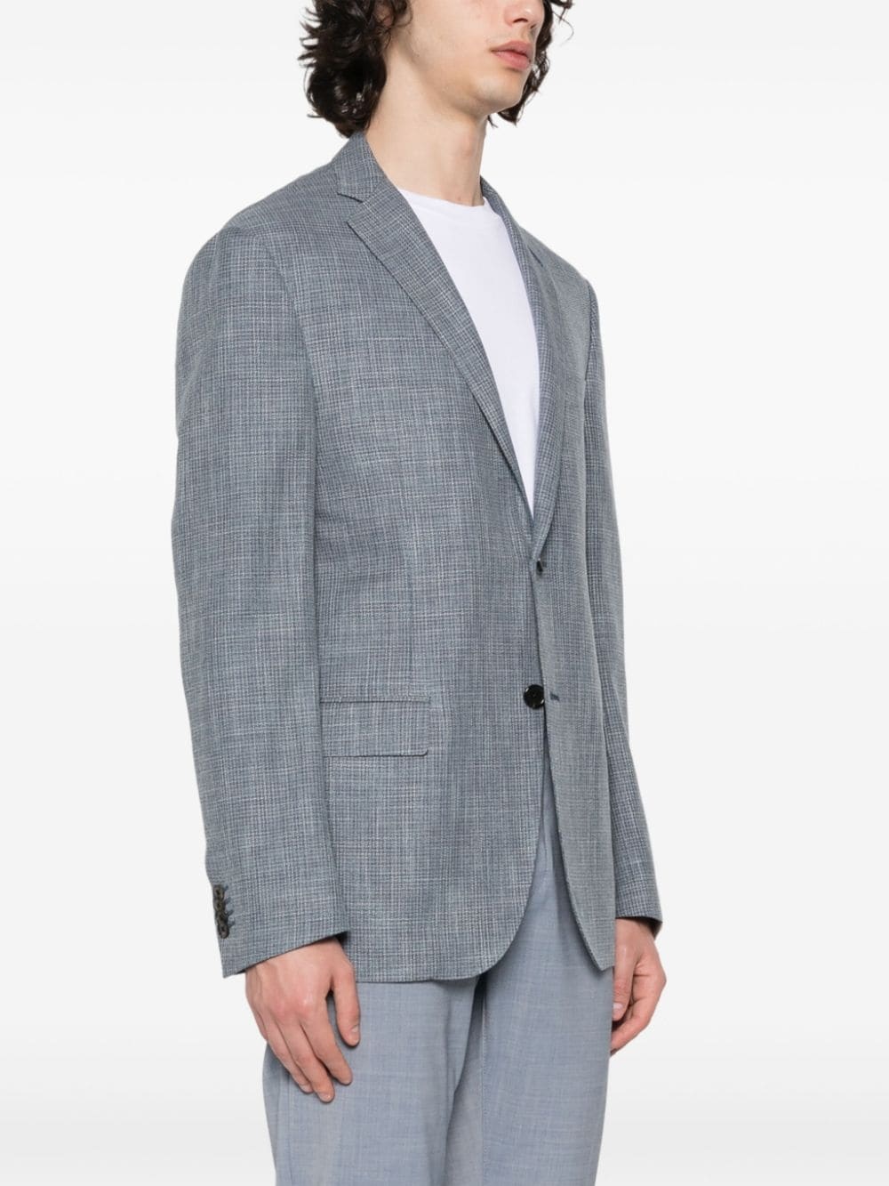 checked single-breasted blazer - 3