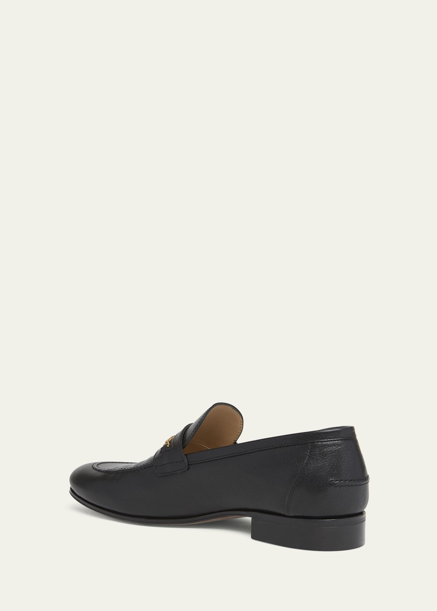 Men's Leather VLogo Chain Bit Loafers - 4