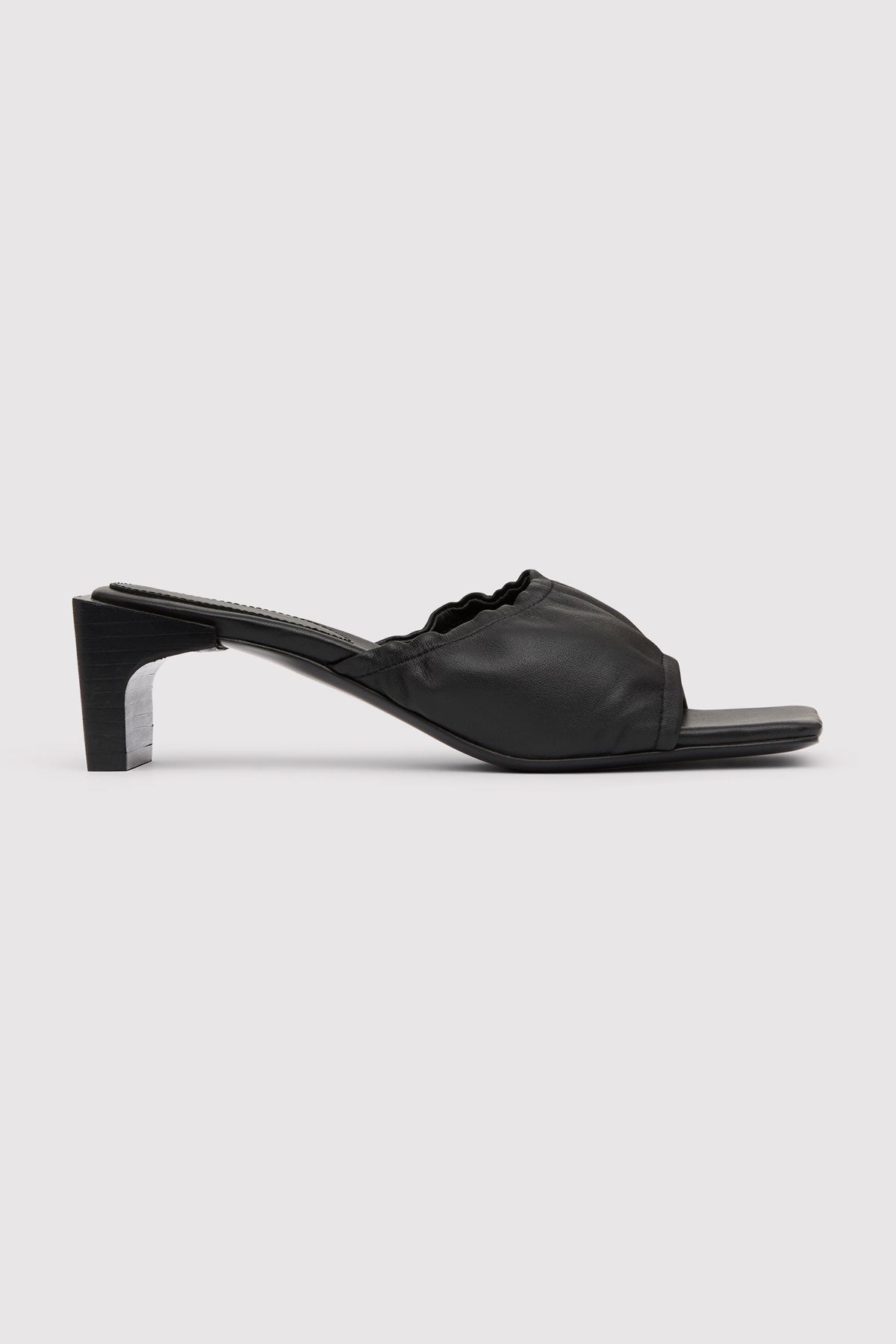 Gathered Block Heel - Black - 4