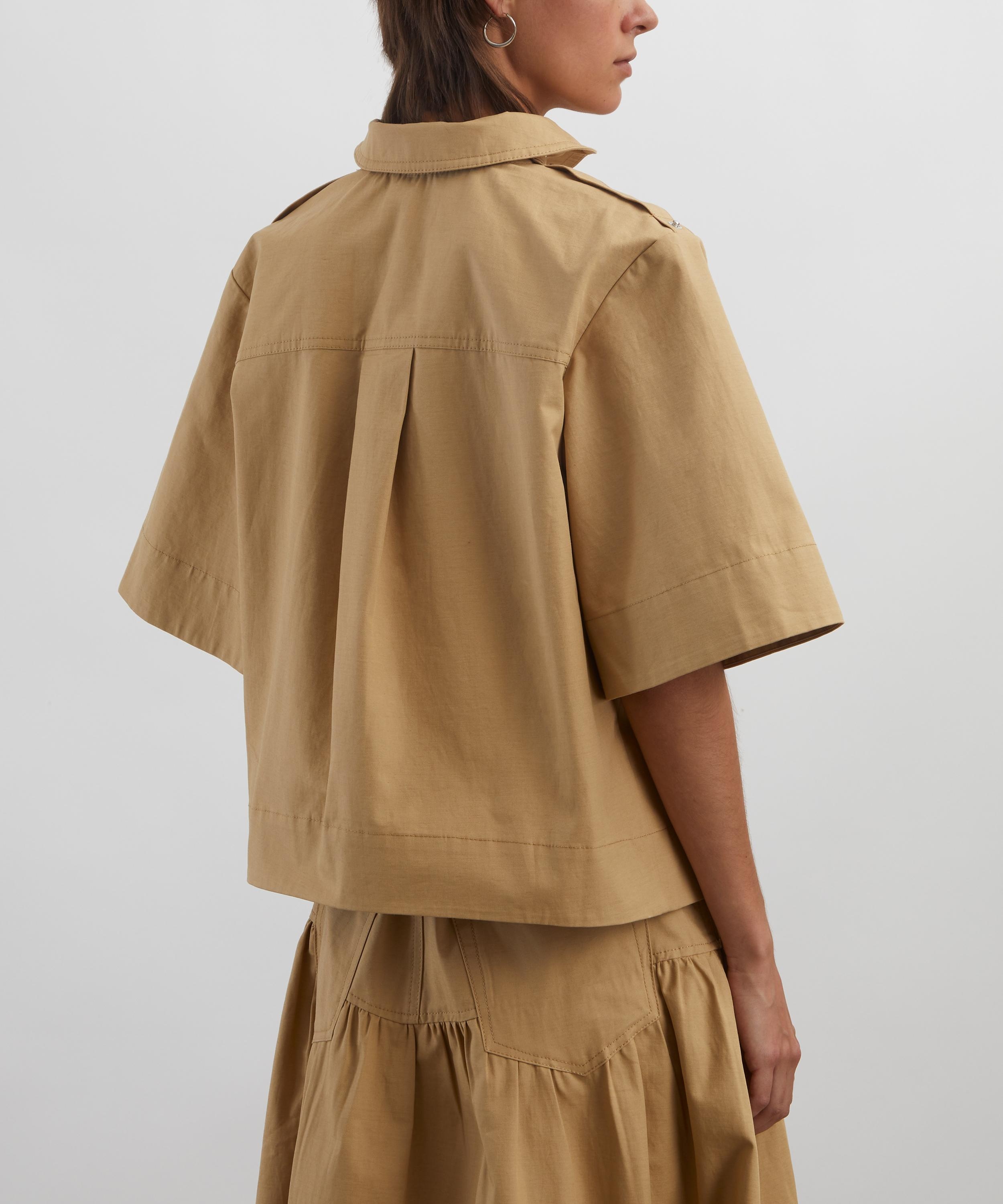 Beige Stretch Cotton Blouse - 4
