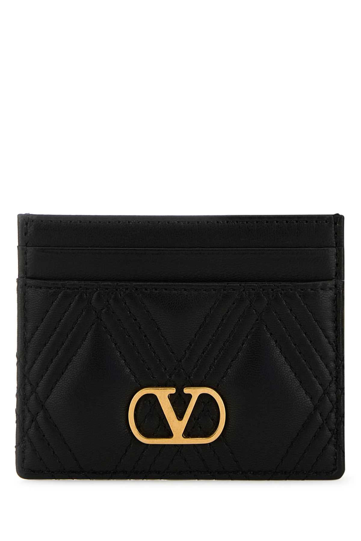 Valentino Garavani Women Black Nappa Leather Quiltie 67 Card Holder - 1