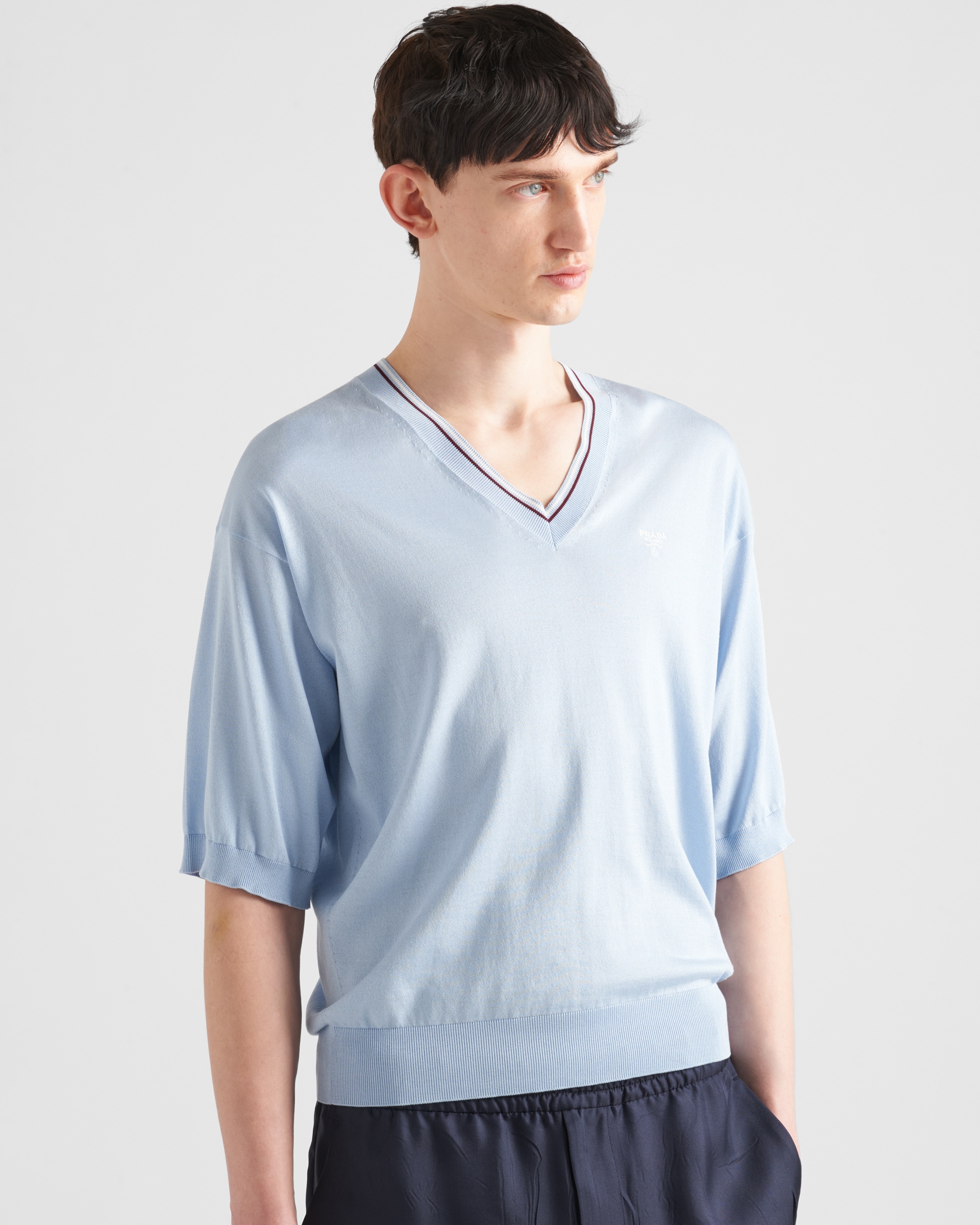 Silk and cotton V-neck sweater - 4