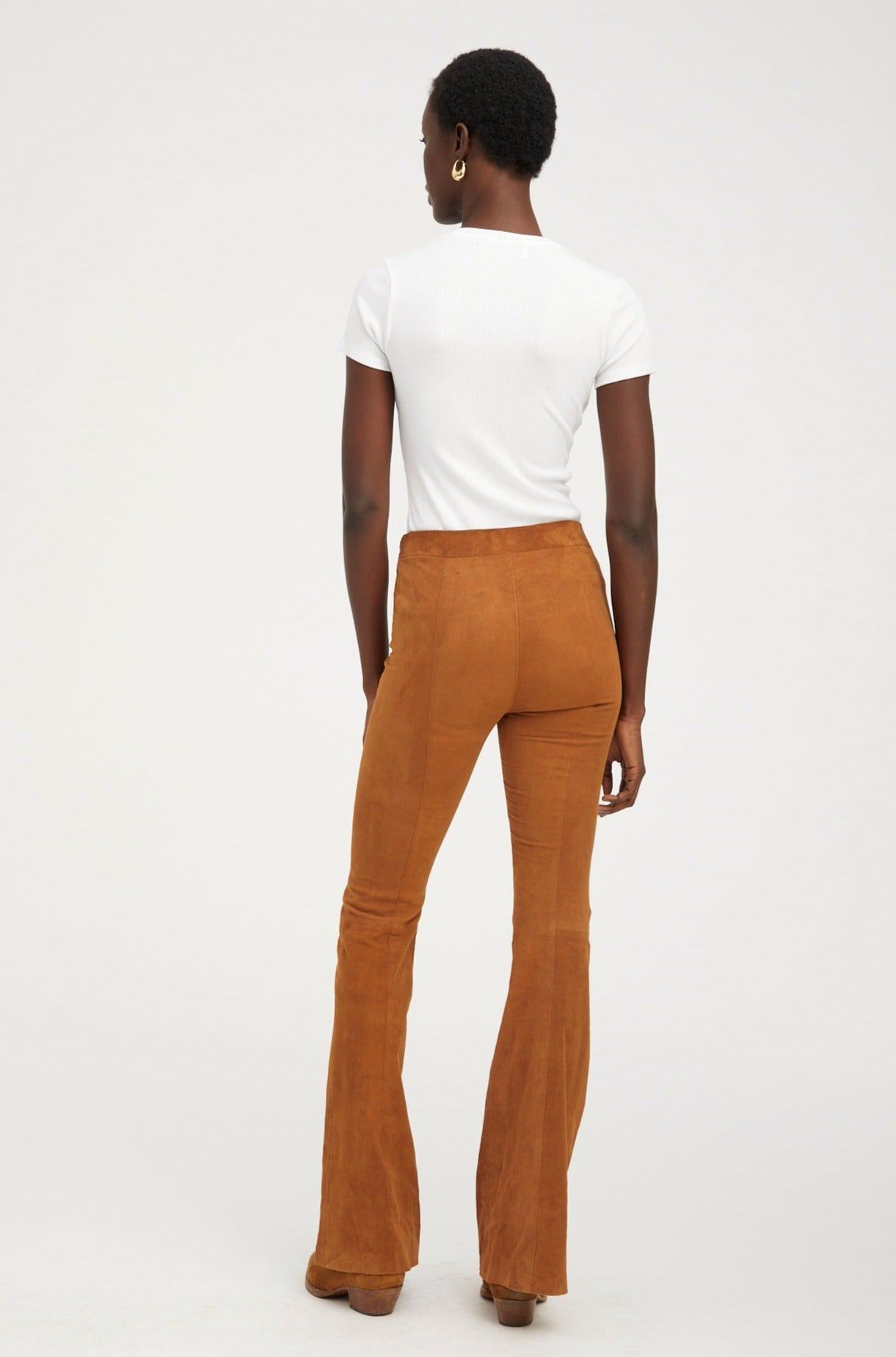 DARK COGNAC PATCH POCKETS SUPER FLARE PANTS - 3