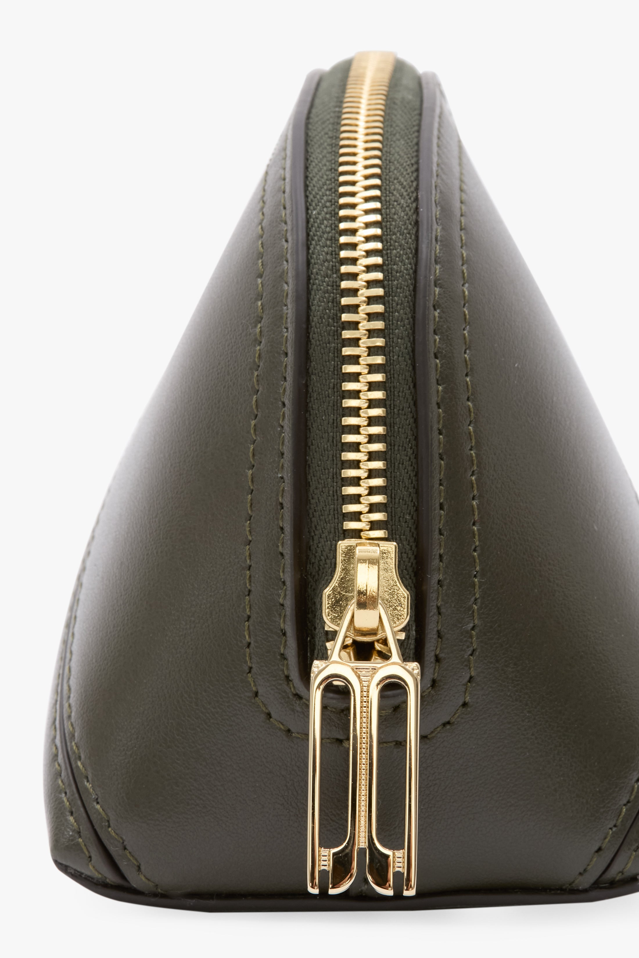 Victoria Mini Travel Pouch In Dark Olive Smooth Leather - 5