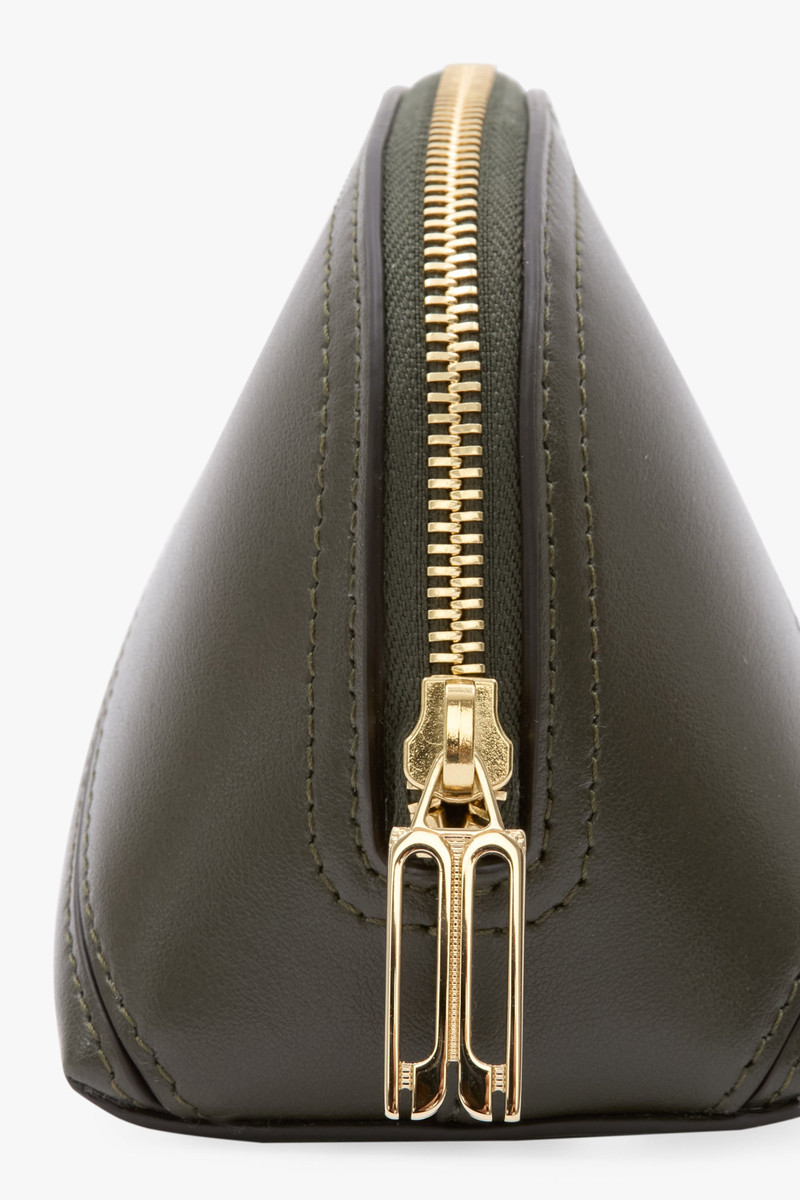 Victoria Mini Travel Pouch In Dark Olive Smooth Leather 5