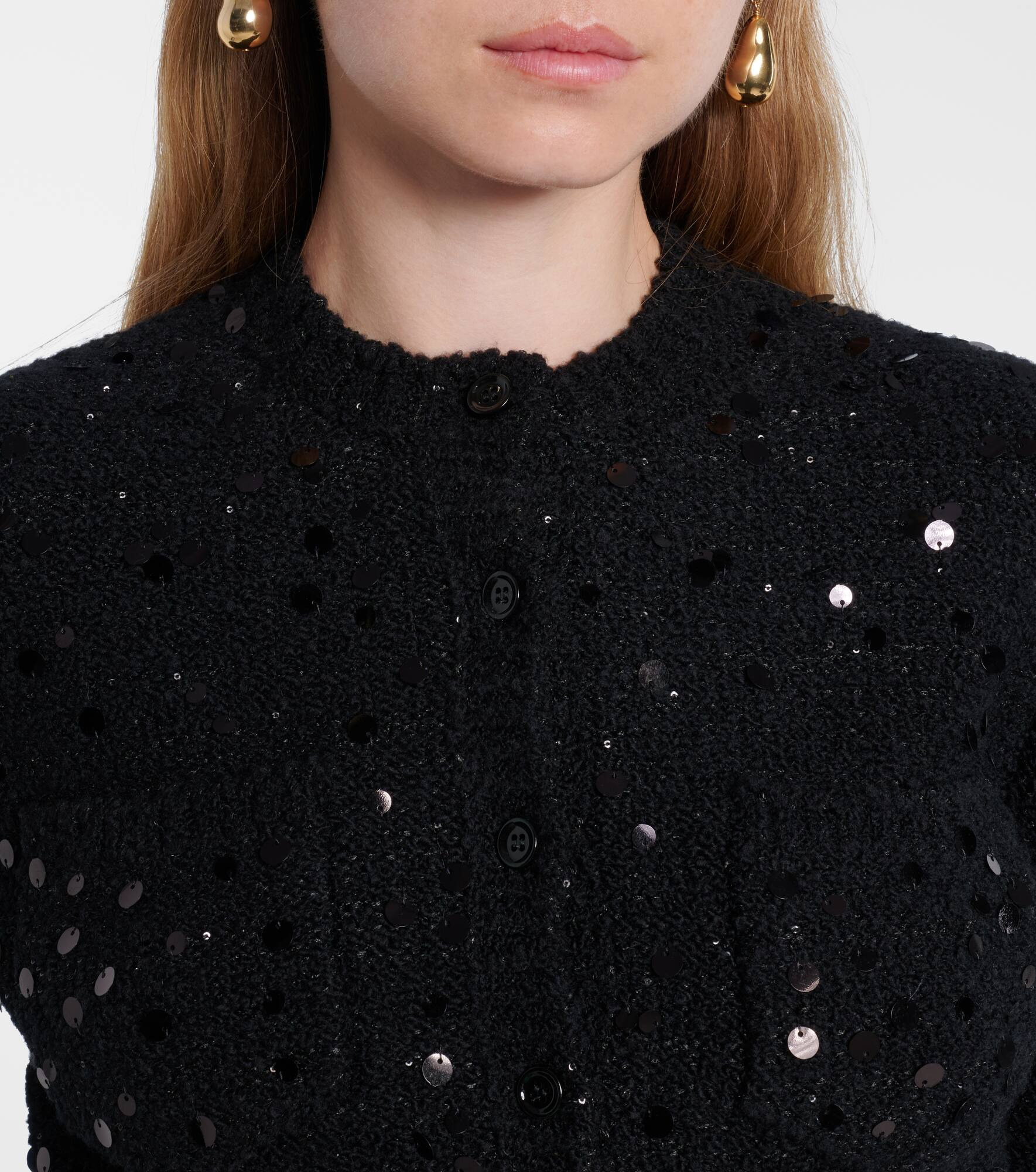 Sequined wool-blend cardigan - 4