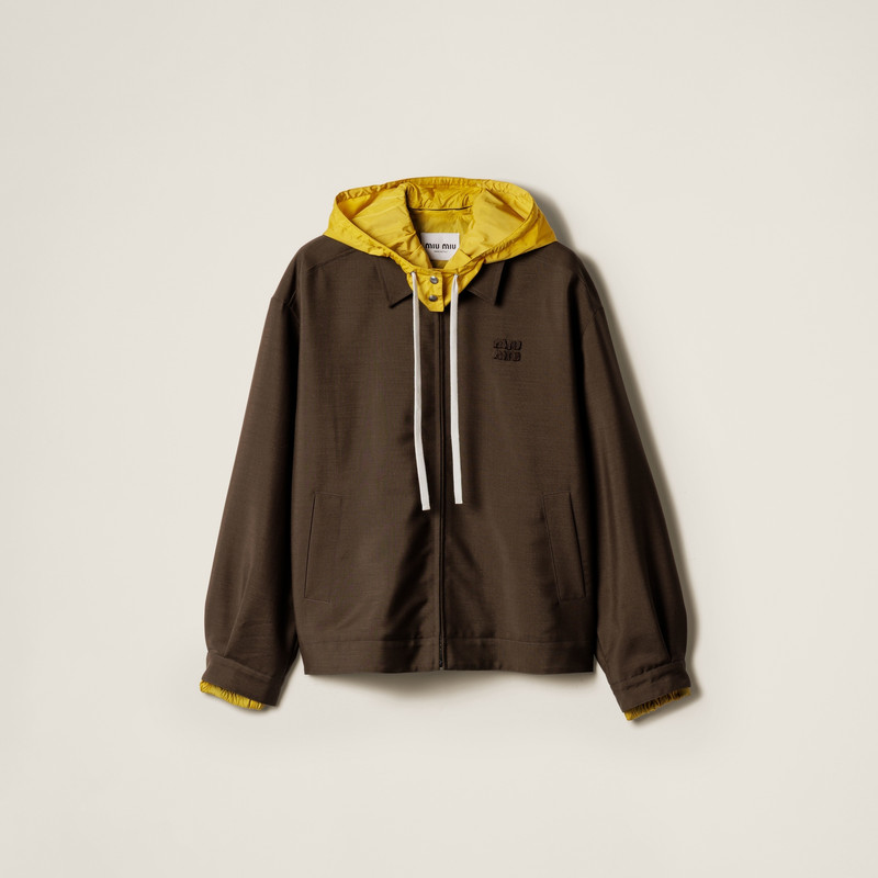 Kid mohair and technical pongé blouson jacket 1