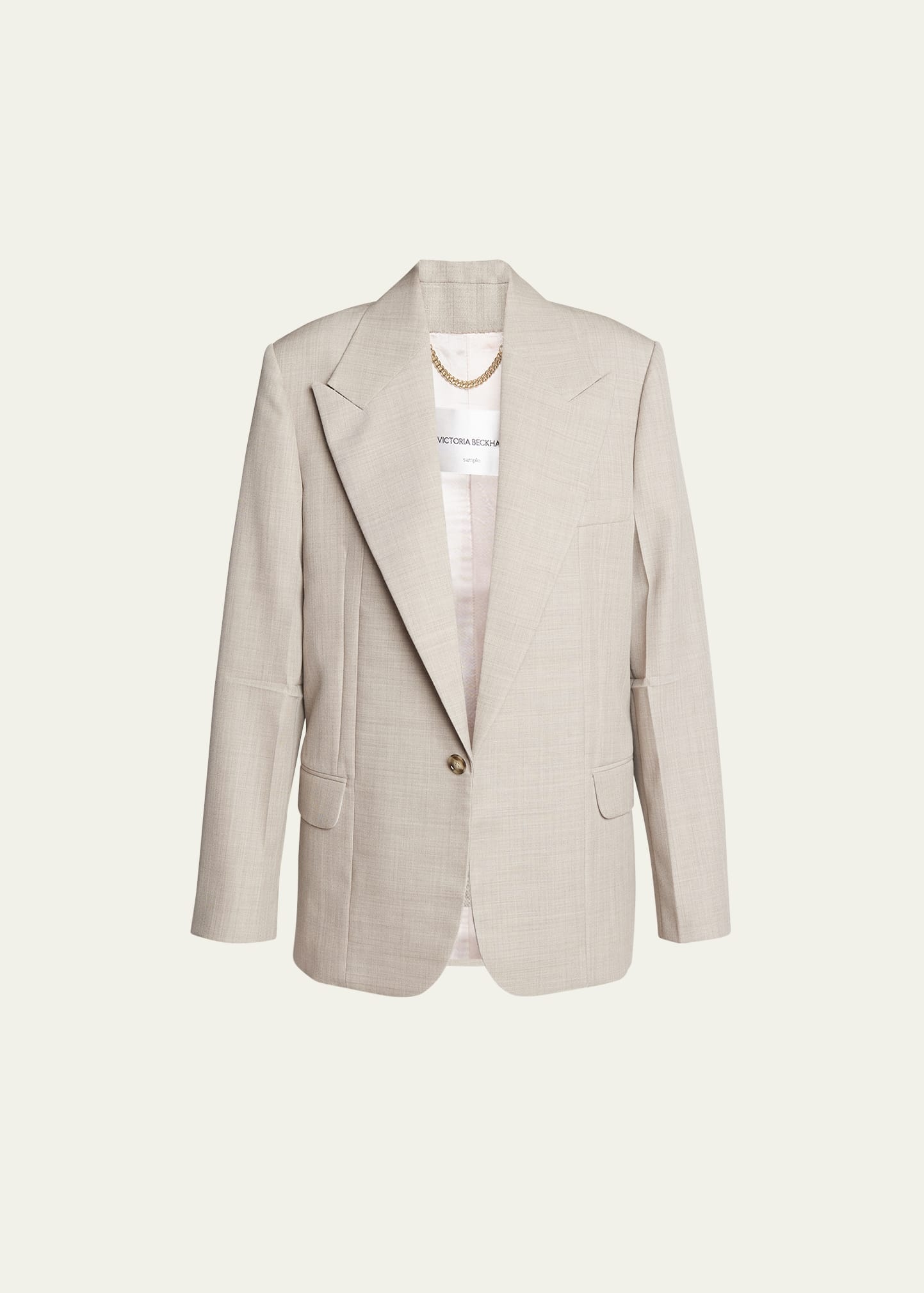 Darted-Sleeve Tailored Wool Jacket - 1