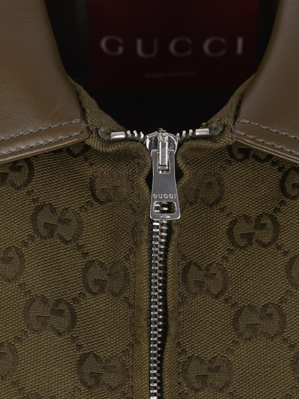 GG monogram leather-trimmed oversized jacket - 4