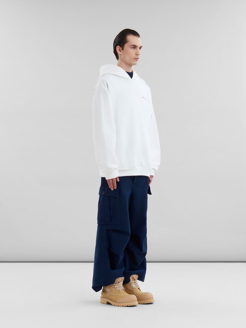 WHITE ORGANIC COTTON HOODIE WITH WRINKLED MARNI LOGO - 5