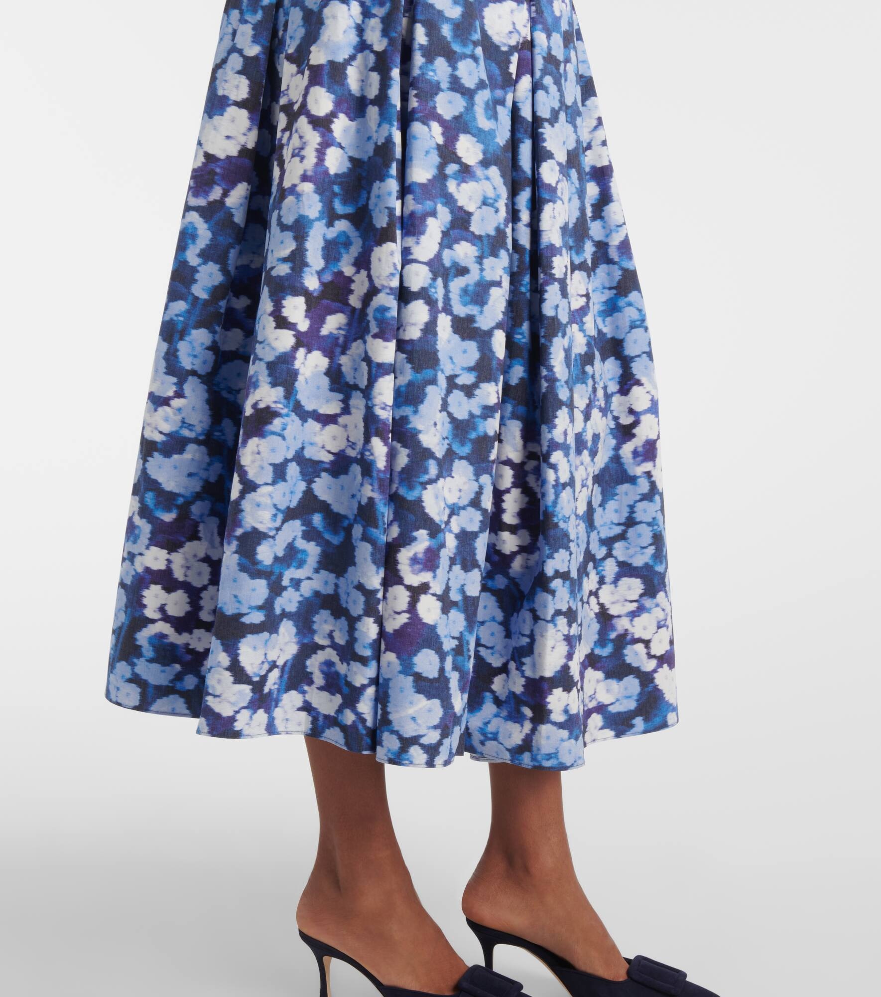 Floral pleated cotton midi skirt - 5
