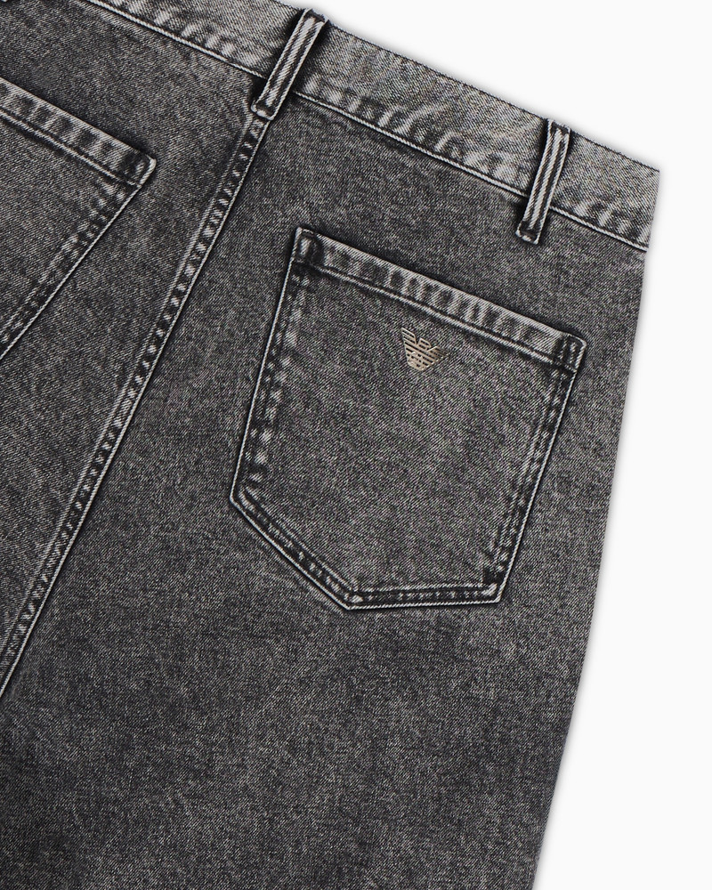 Garment-treated denim jeans with darts 7
