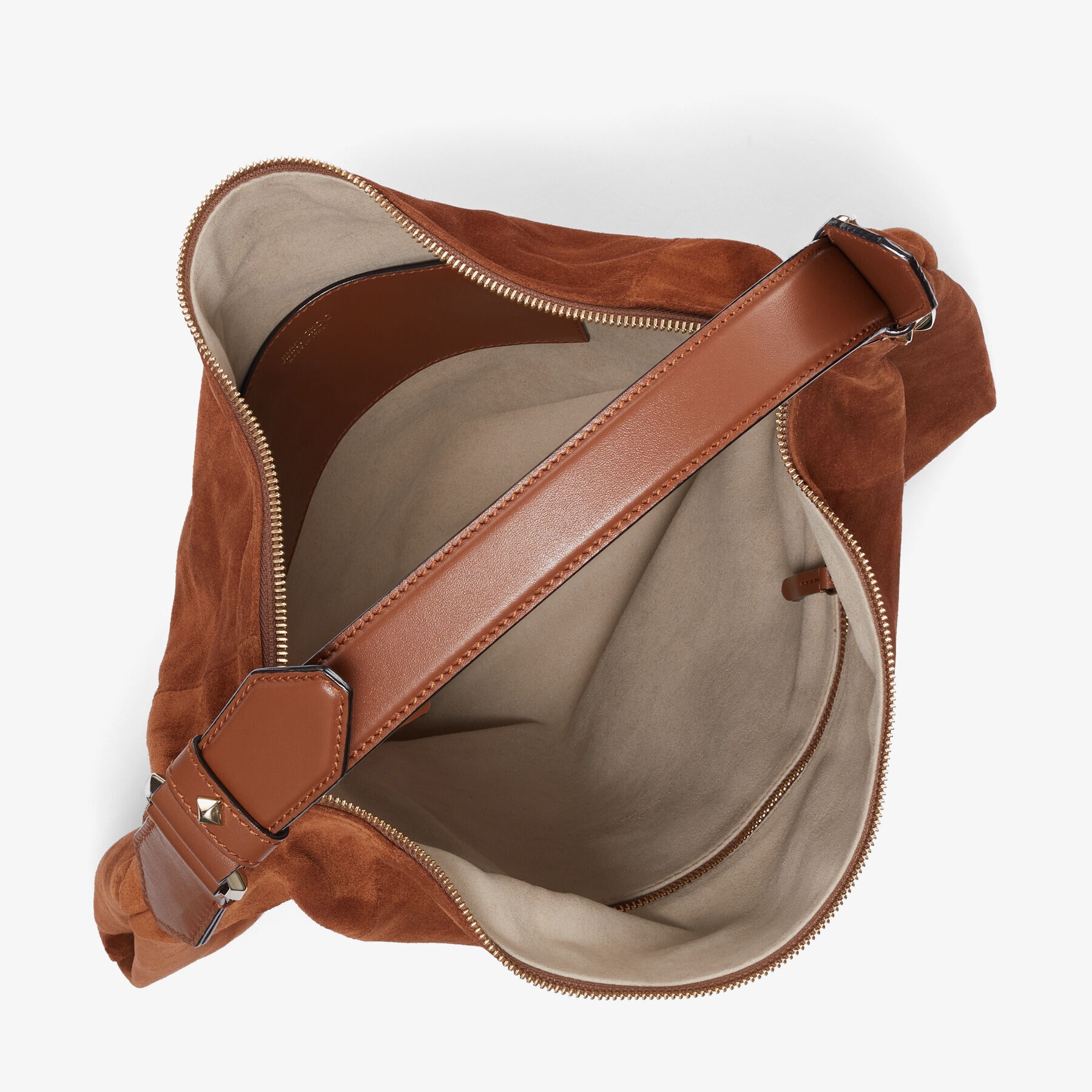 Ana Hobo/s
Dark Tan Suede Hobo Handbag with Smooth Calf Leather Handle - 3