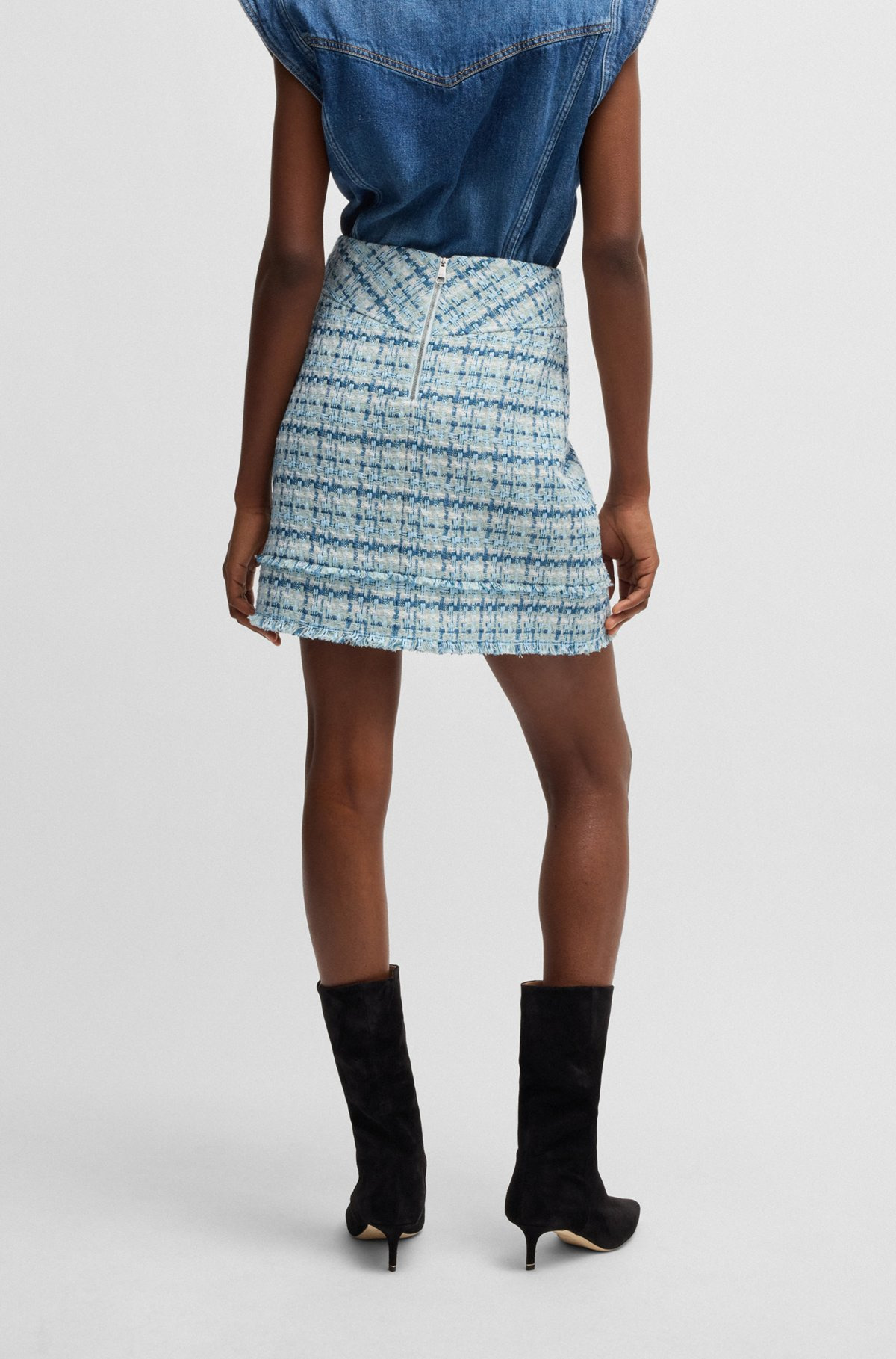 SLIM-FIT TWEED MINI SKIRT WITH FRINGING - 4