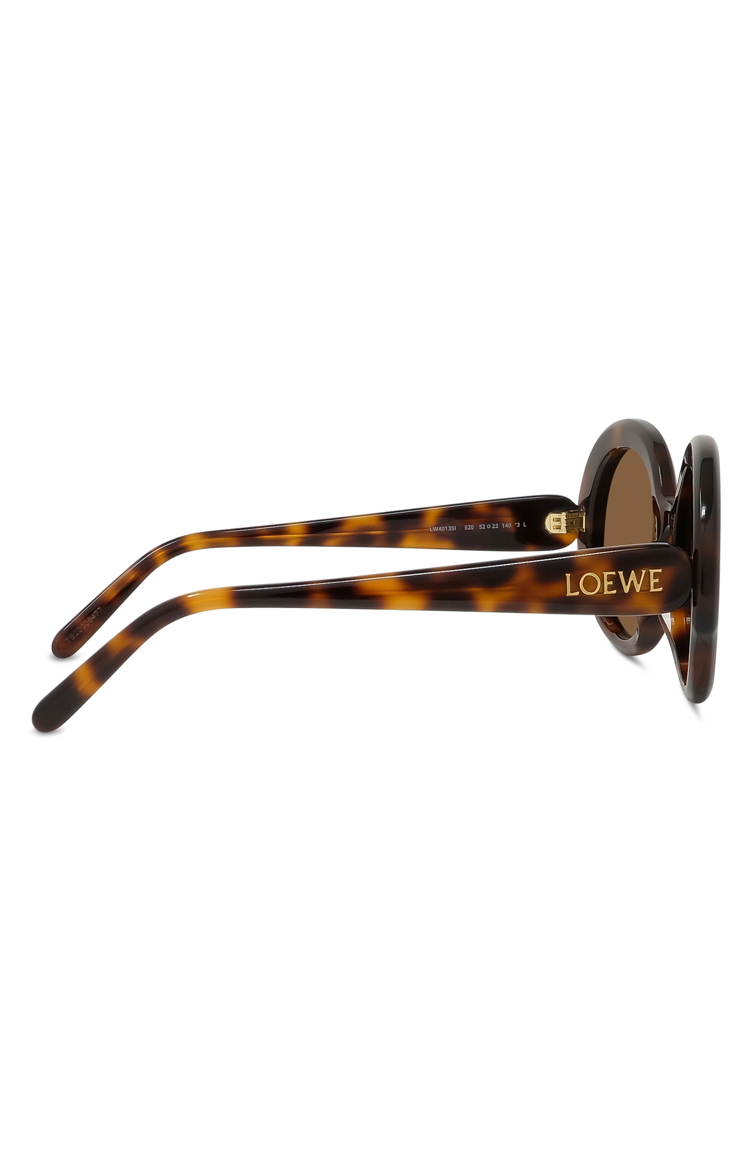 Loewe Thin 52mm Round Sunglasses in Dark Havana /Brown at Nordstrom - 6