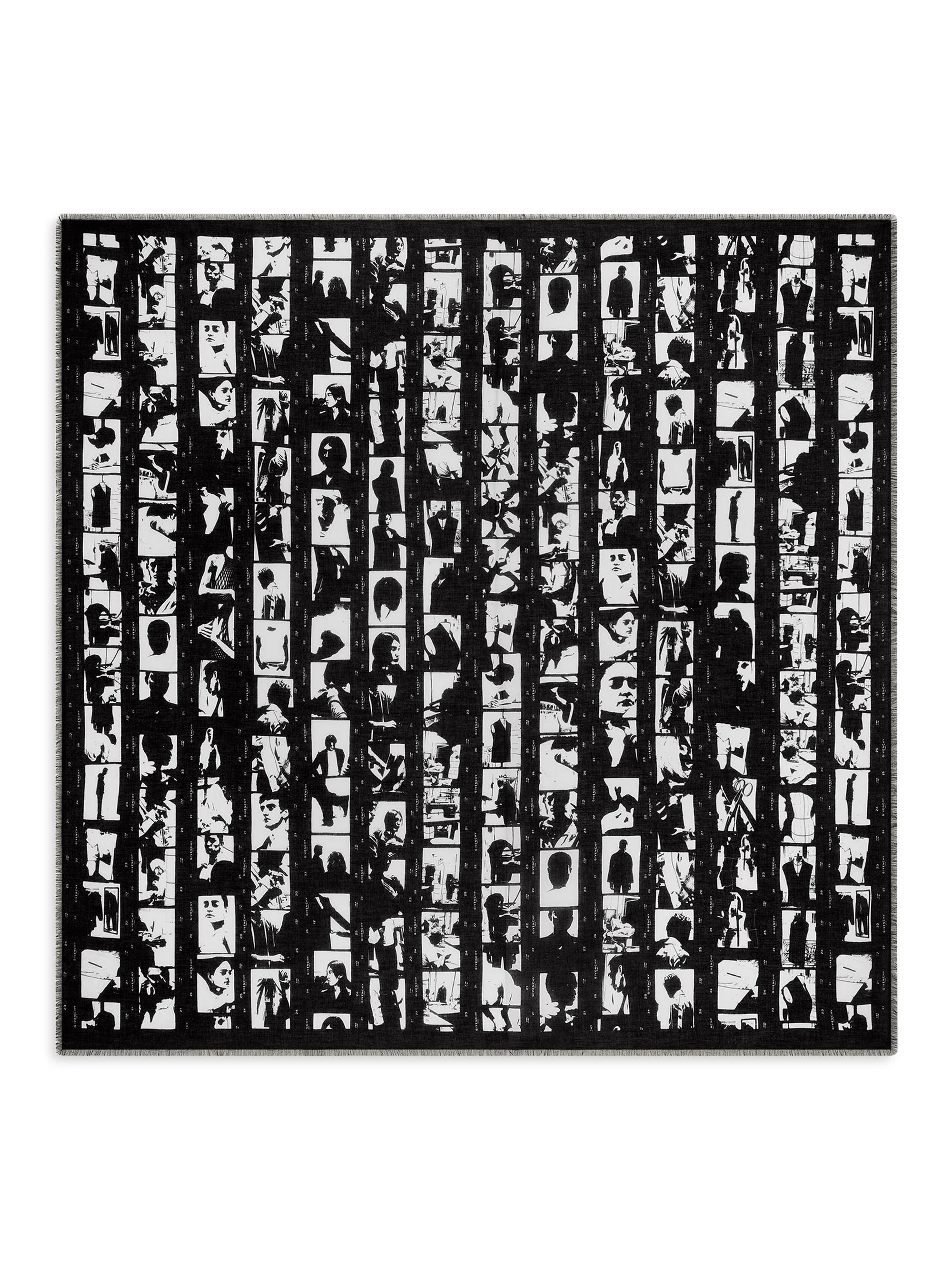 Men's Shawl in Modal with Photographic Negative Print - Black - 1