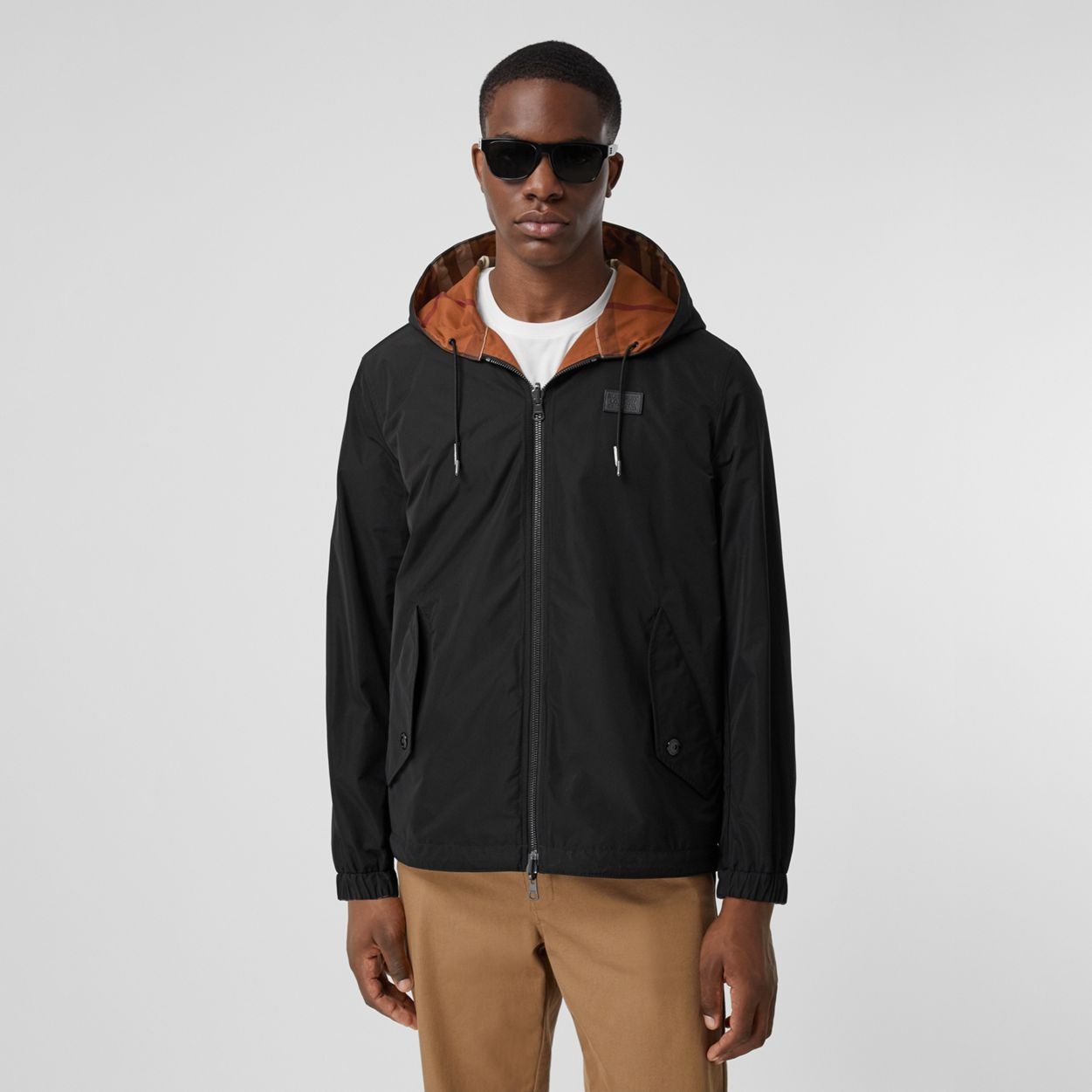 Reversible Check Technical Cotton Hooded Jacket - 5