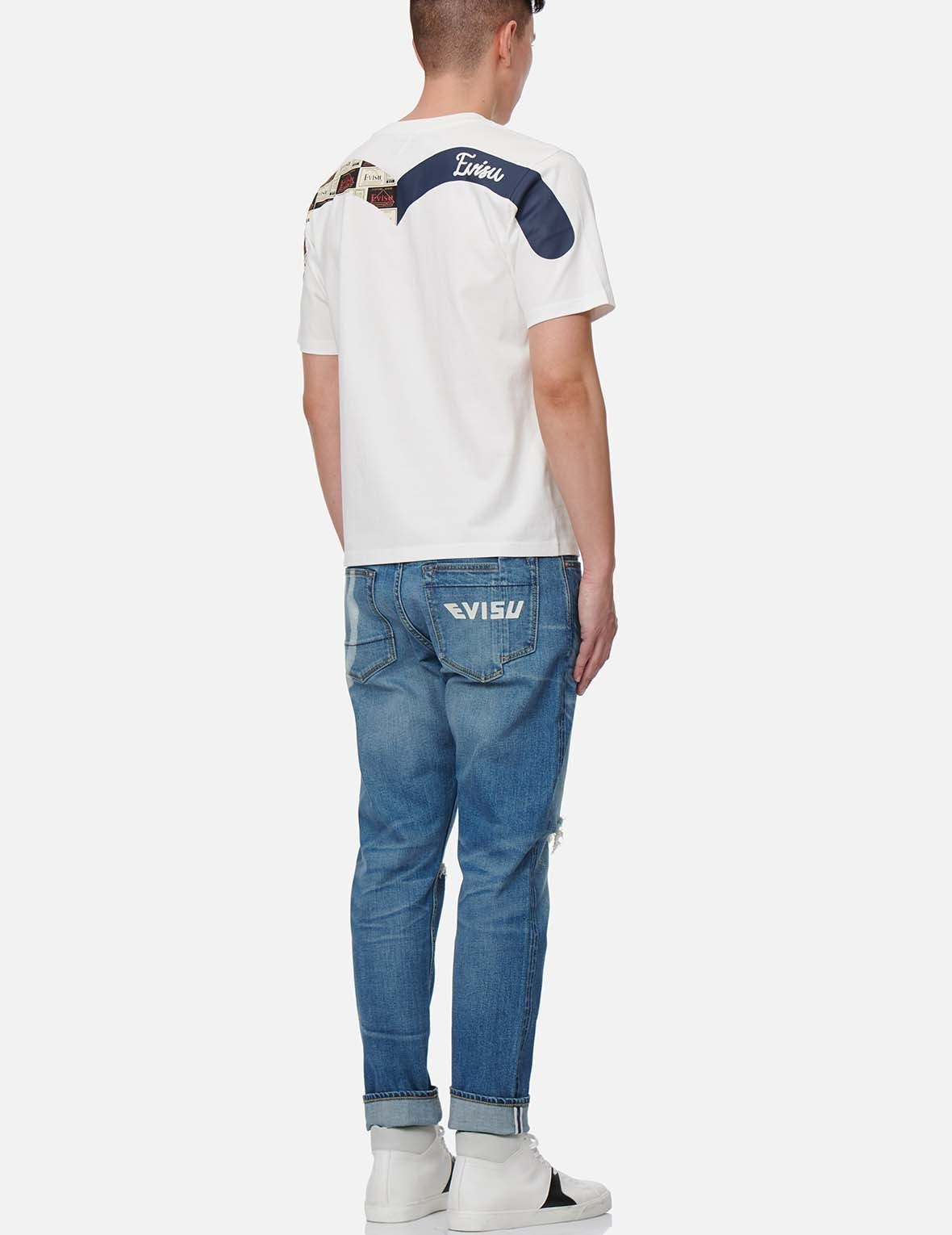 DECONSTRUCTED KAMON PRINT CROPPED-LENGTH CARROT FIT JEANS #2017 - 3