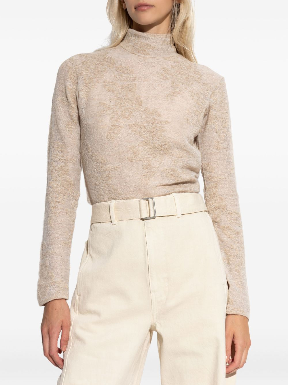 high-neck button sweater - 3