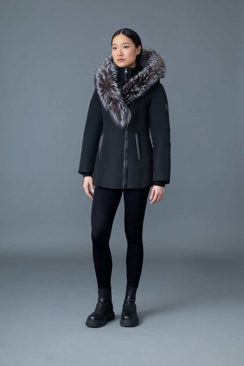 ADALI-X Down coat with silver fox fur Signature Mackage Collar 3