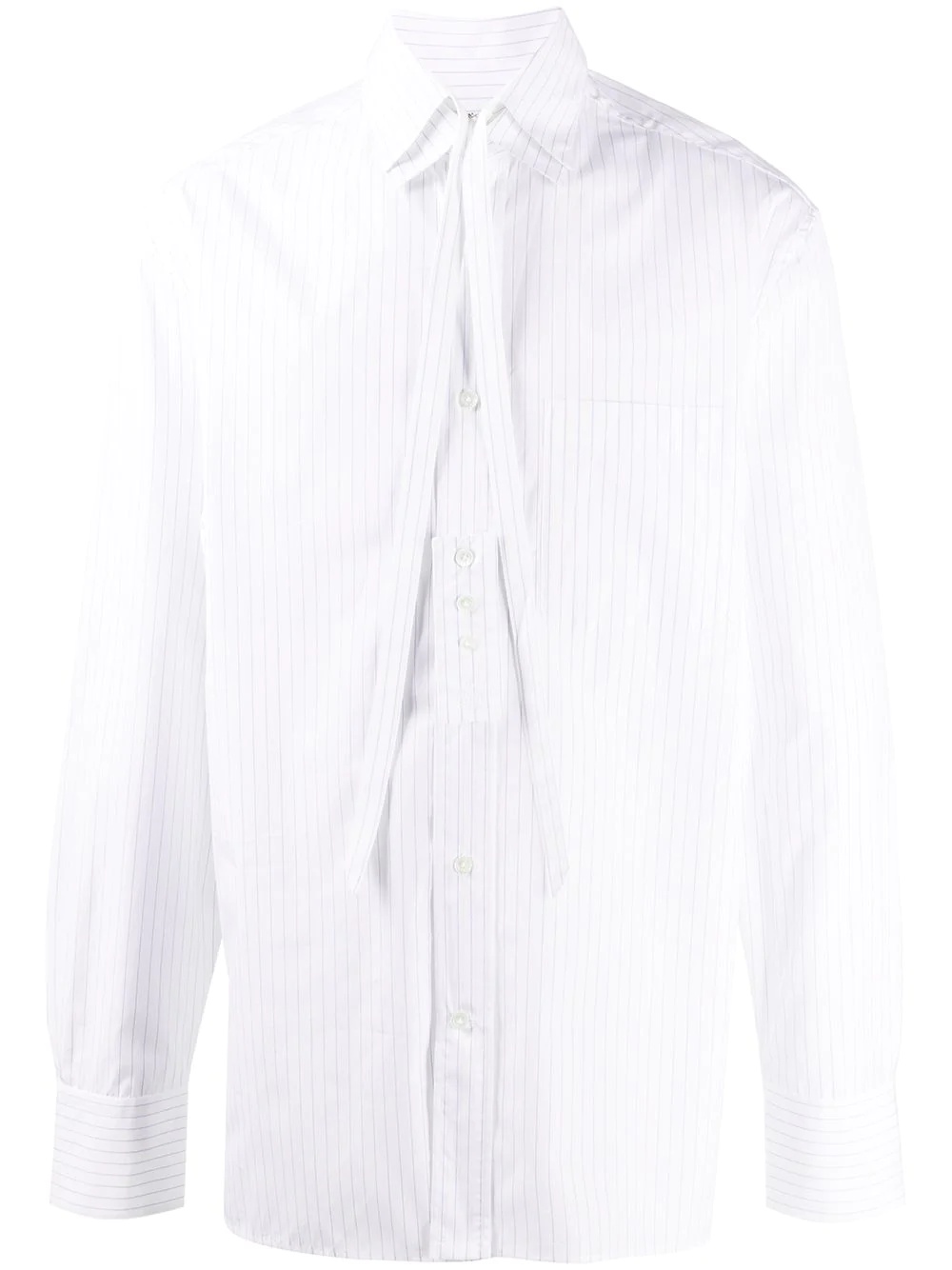 pinstripe tie fastening shirt - 1