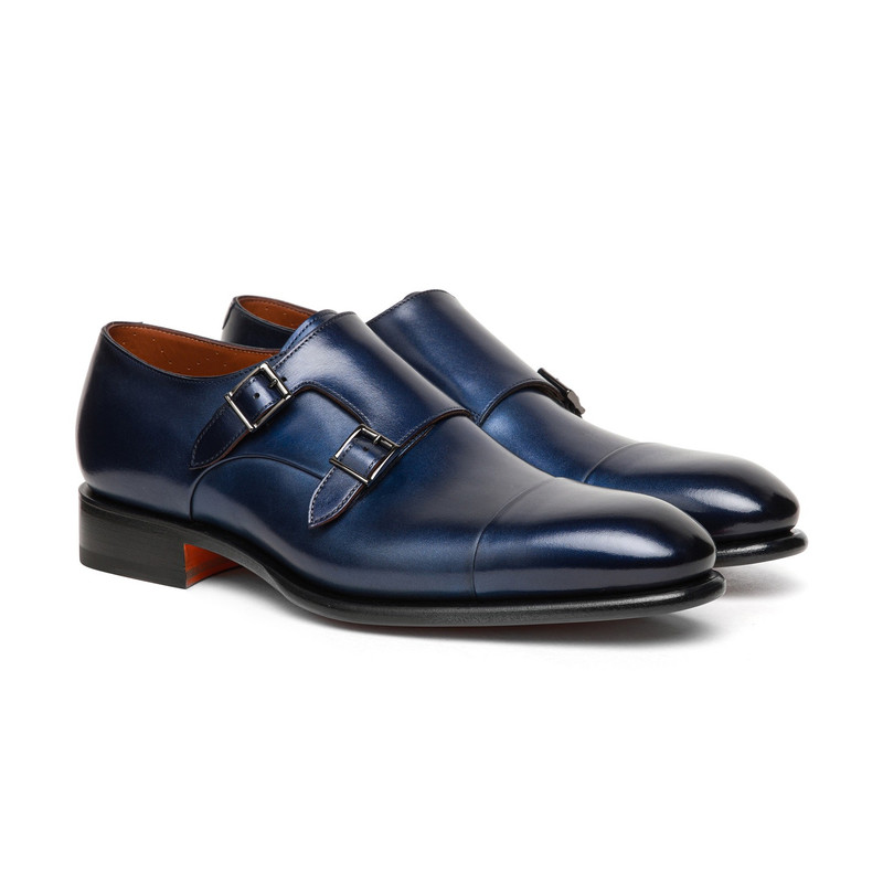 Santoni SANTONI CARTER - A TRIBUTE TO BMW 5 SERIES TOURING: Men's Tanzanite Blue Metallic leather double-buc outlook
