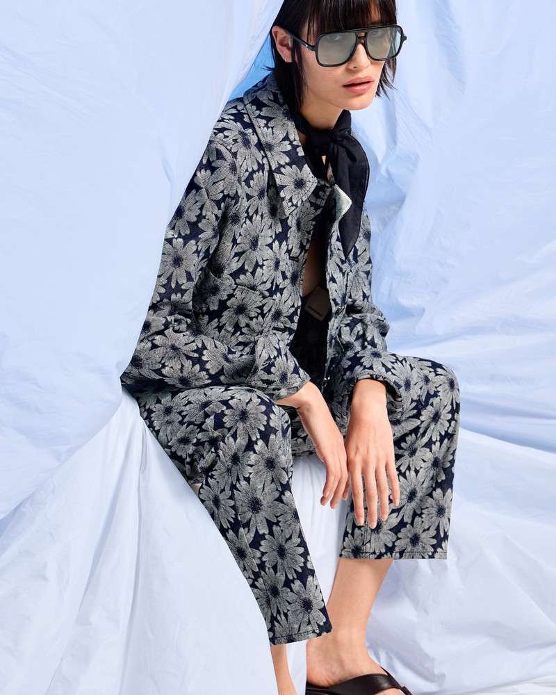 ASV DENIM JACKET WITH ALL-OVER JACQUARD DAISIES FROM THE PEACE CAPSULE COLLECTION 6