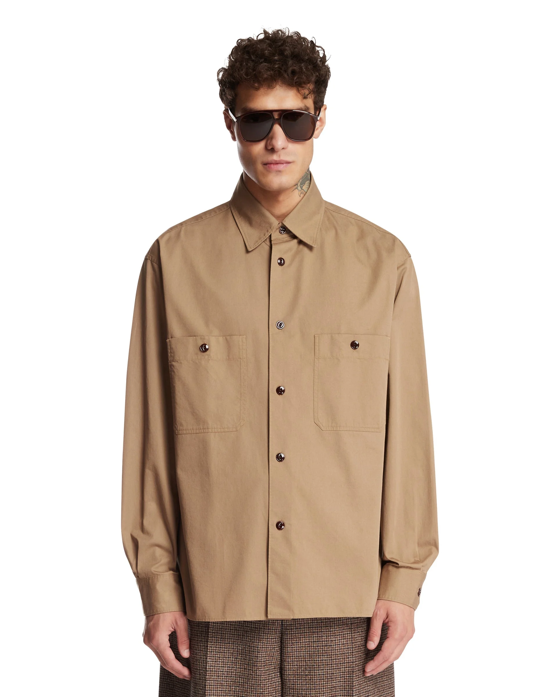 Beige Cotton Shirt - 1