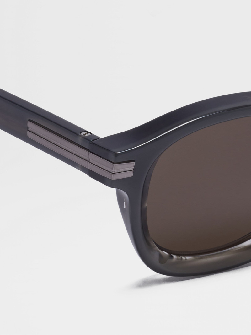 ZEGNA OPAL GREY AND STRIPED GREY AURORA I ACETATE SUNGLASSES outlook