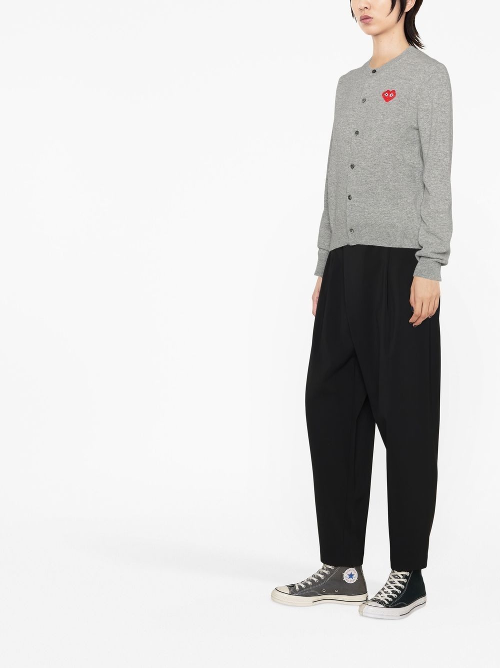 logo-print wool cardigan - 3