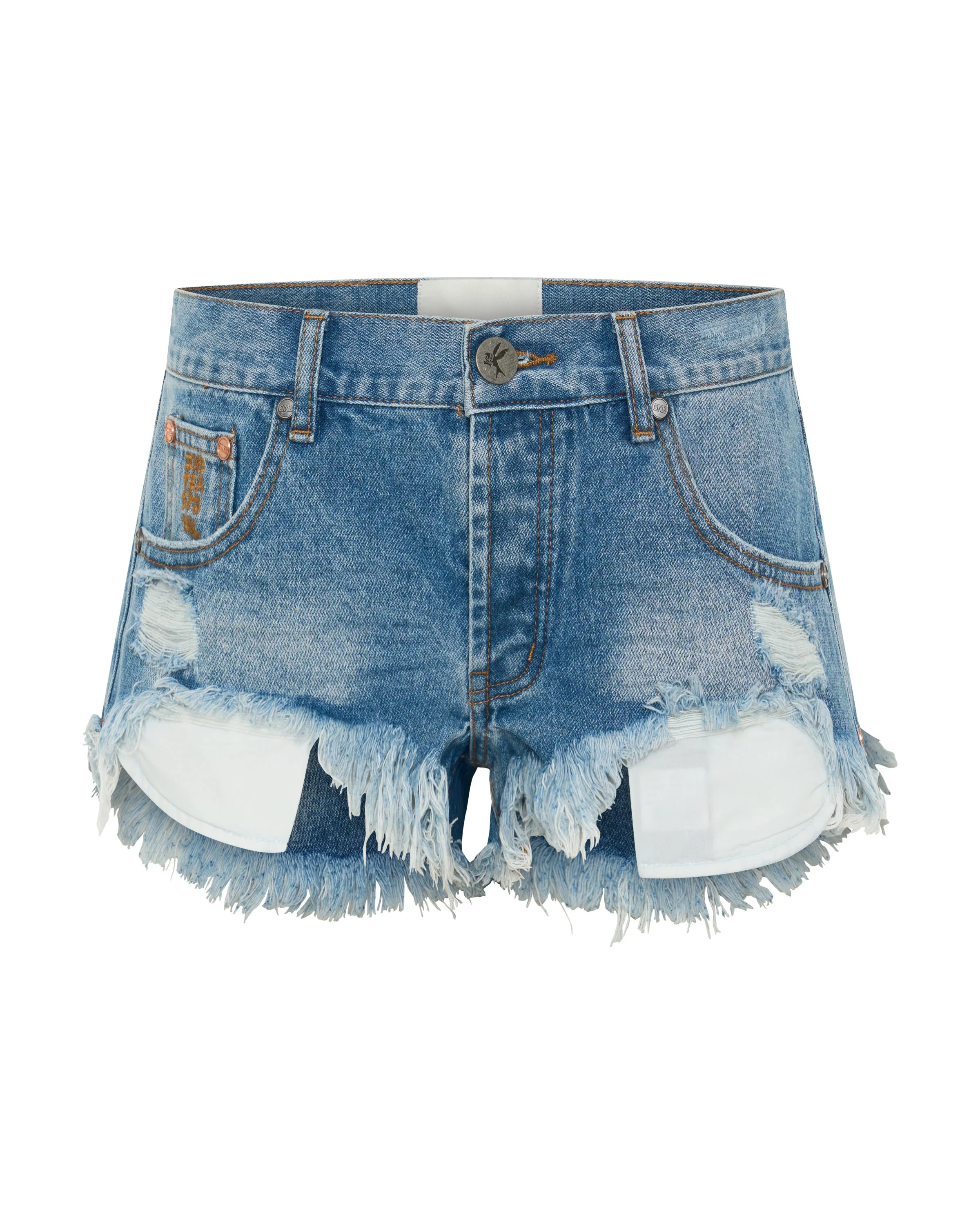 Micro Dukes Low Waist Mini Denim Shorts - Cobaine Blue - 1