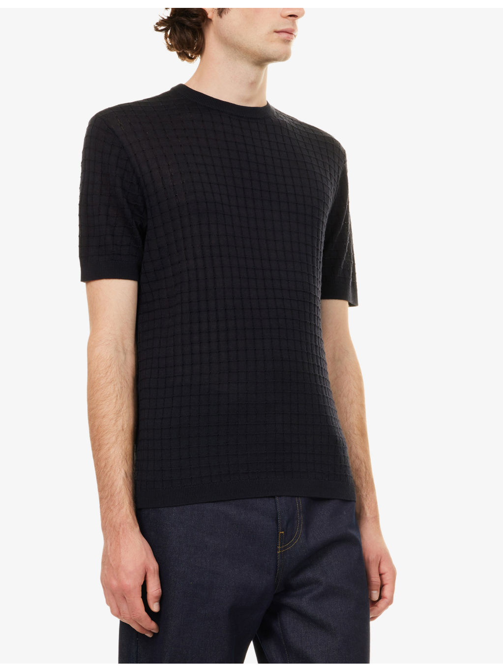 Textured Short-Sleeve Knitted Top - 3