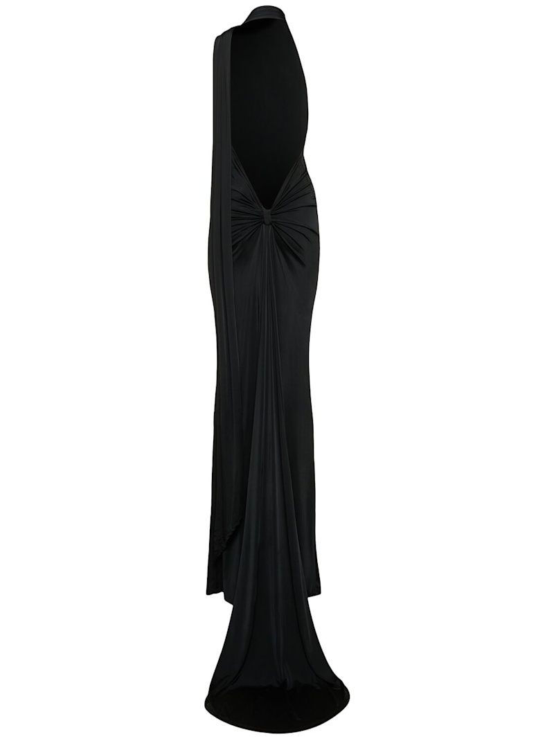 Draped halter gown w/scarf - 5